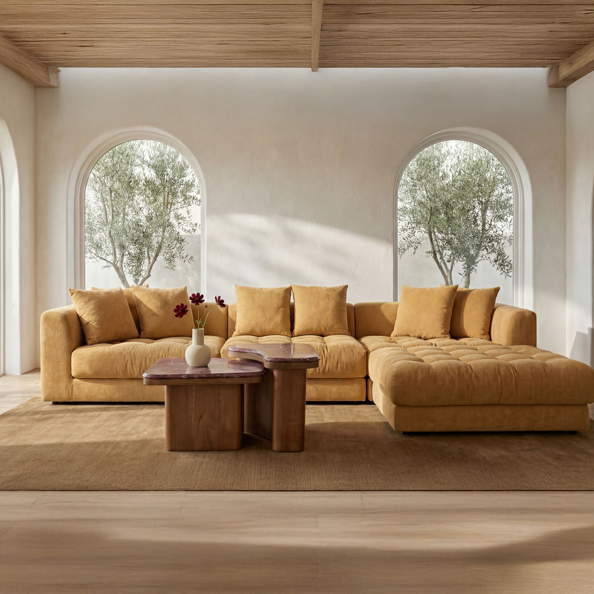 Davie – Left Arm Facing Chair – GoldenYellow