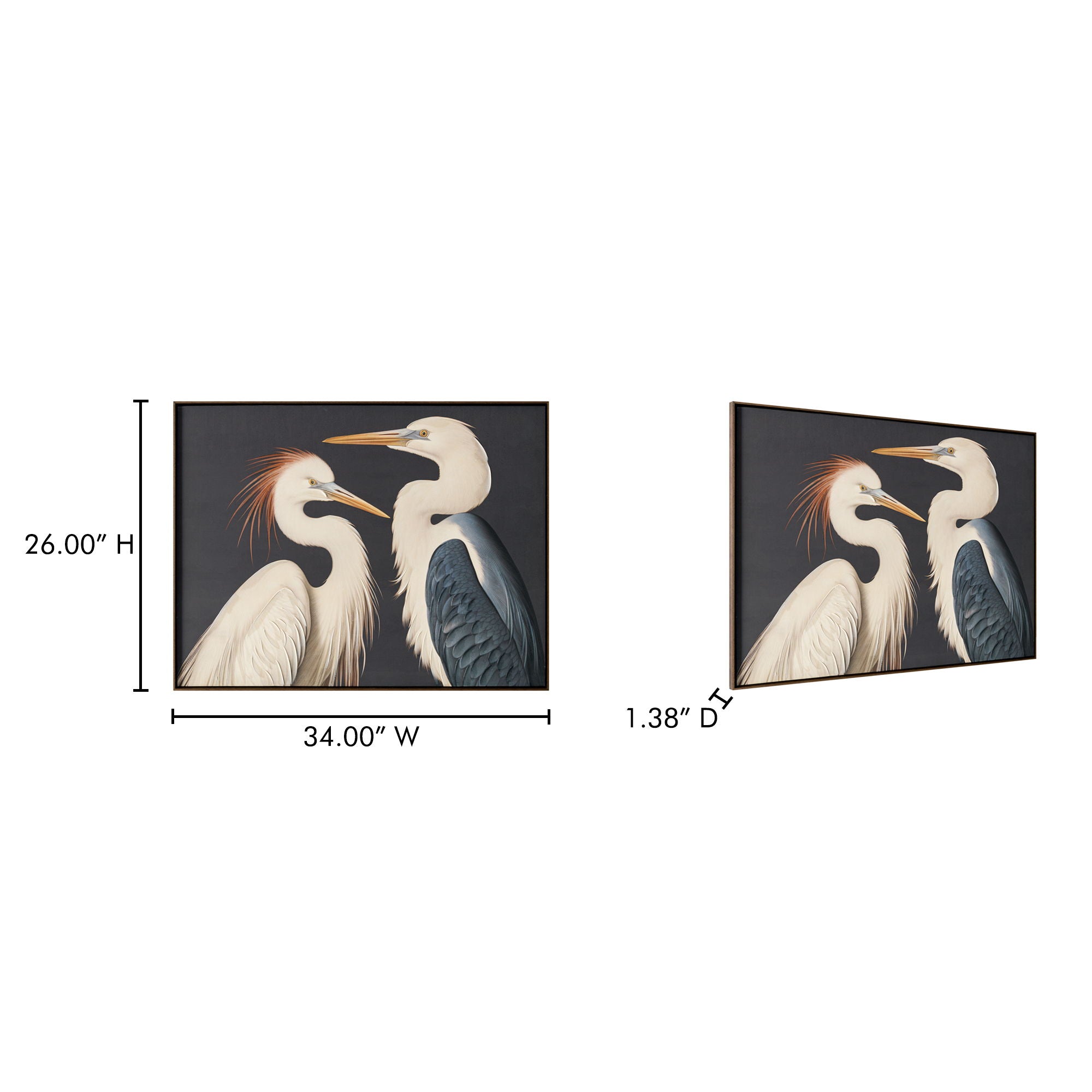 Two Cranes - Framed Painting - White - Image 2