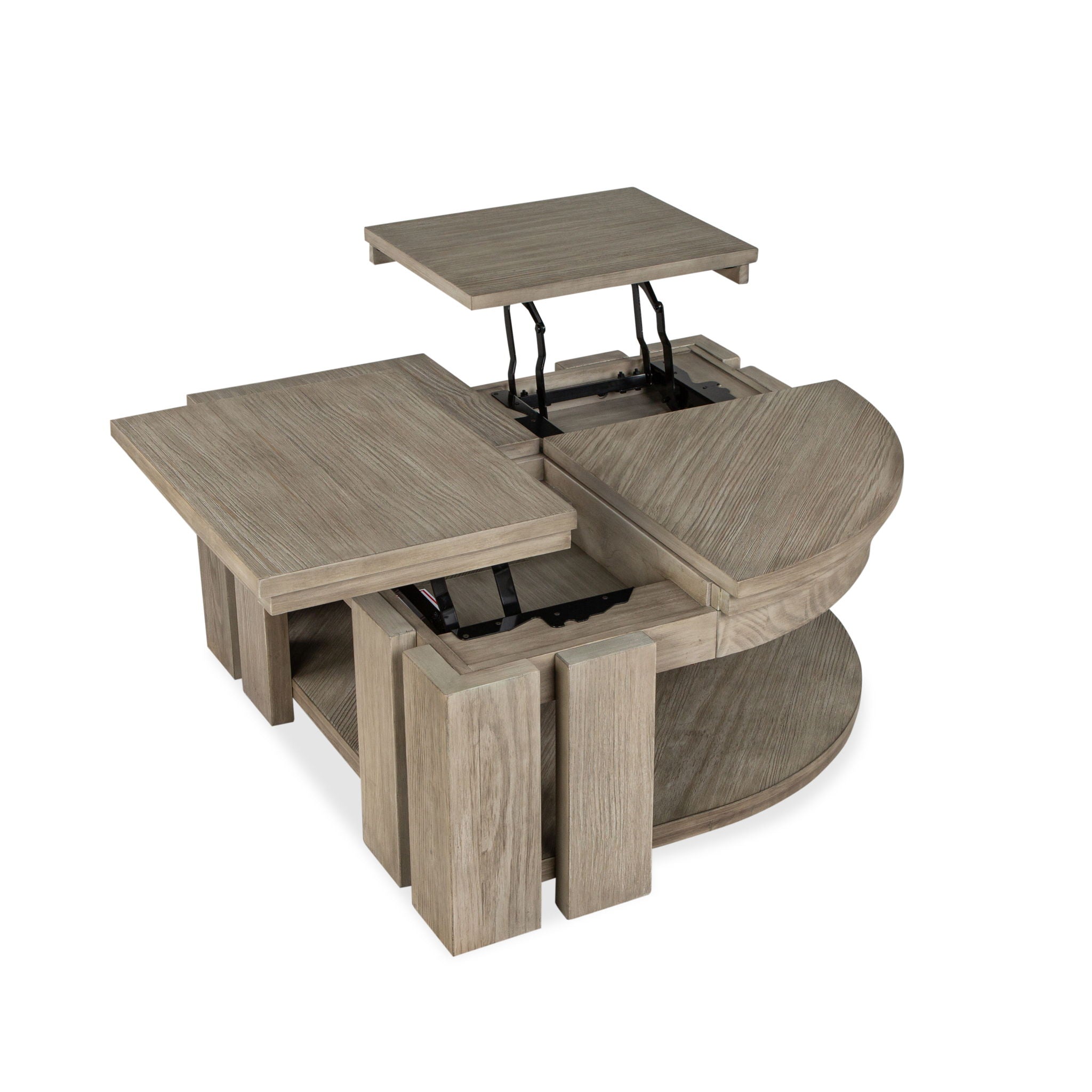 Conrad - Pie Shaped Lift Top Cocktail Table With Casters - Stone Harbor Gray - Image 2