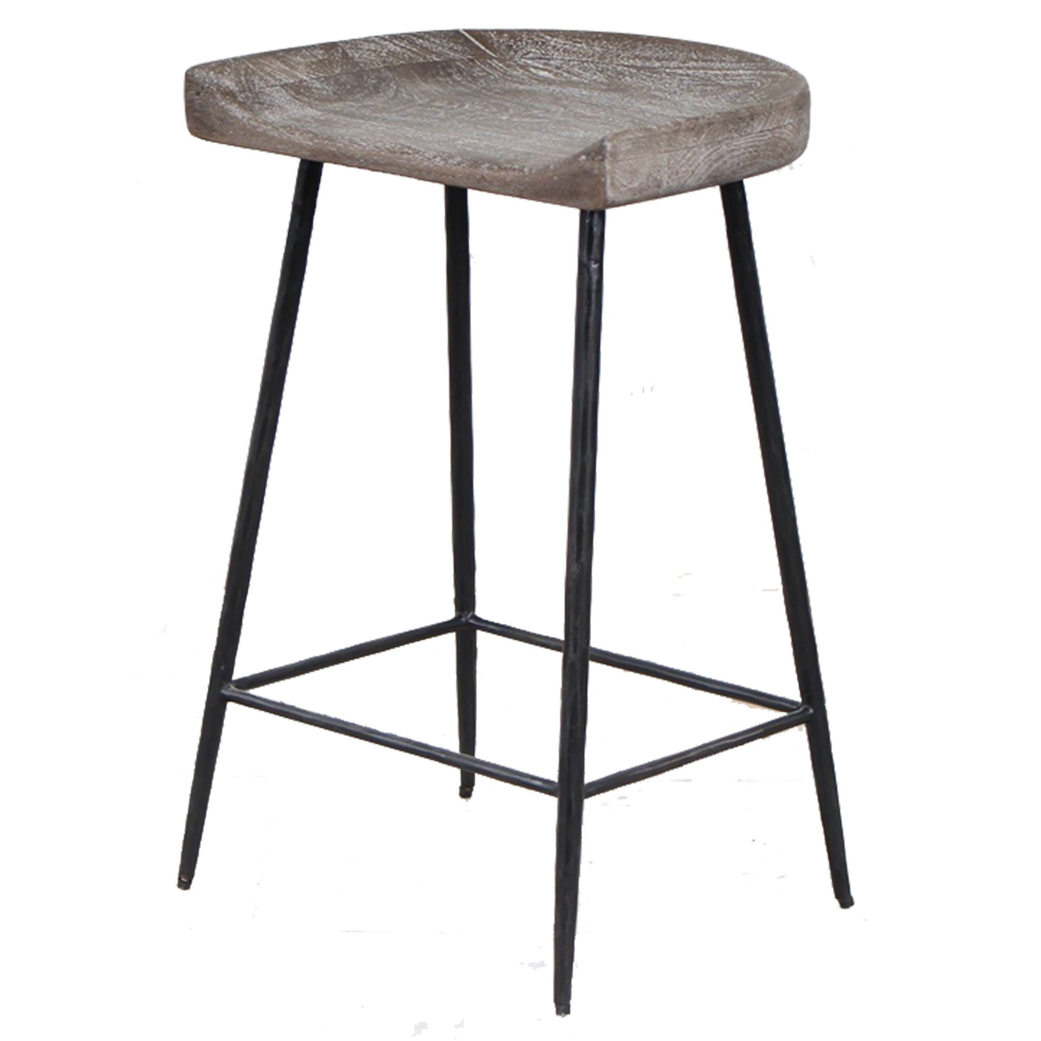Cordova – Carved Wood Counter Stool