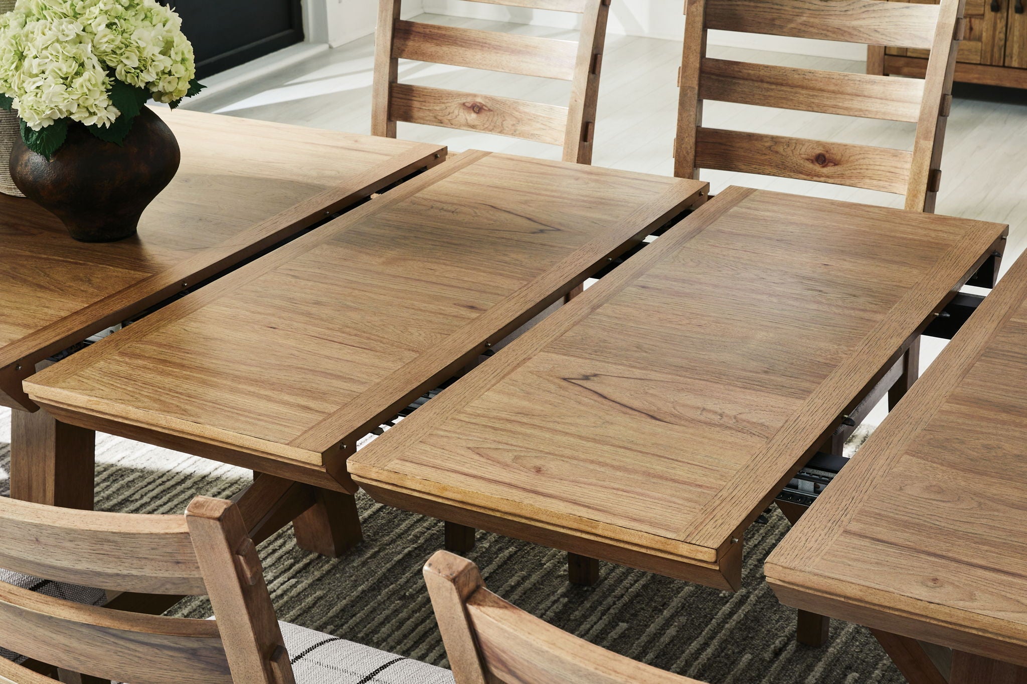 Ridgester - Rectangular Dining Room Extension Table - Light Brown - Image 2