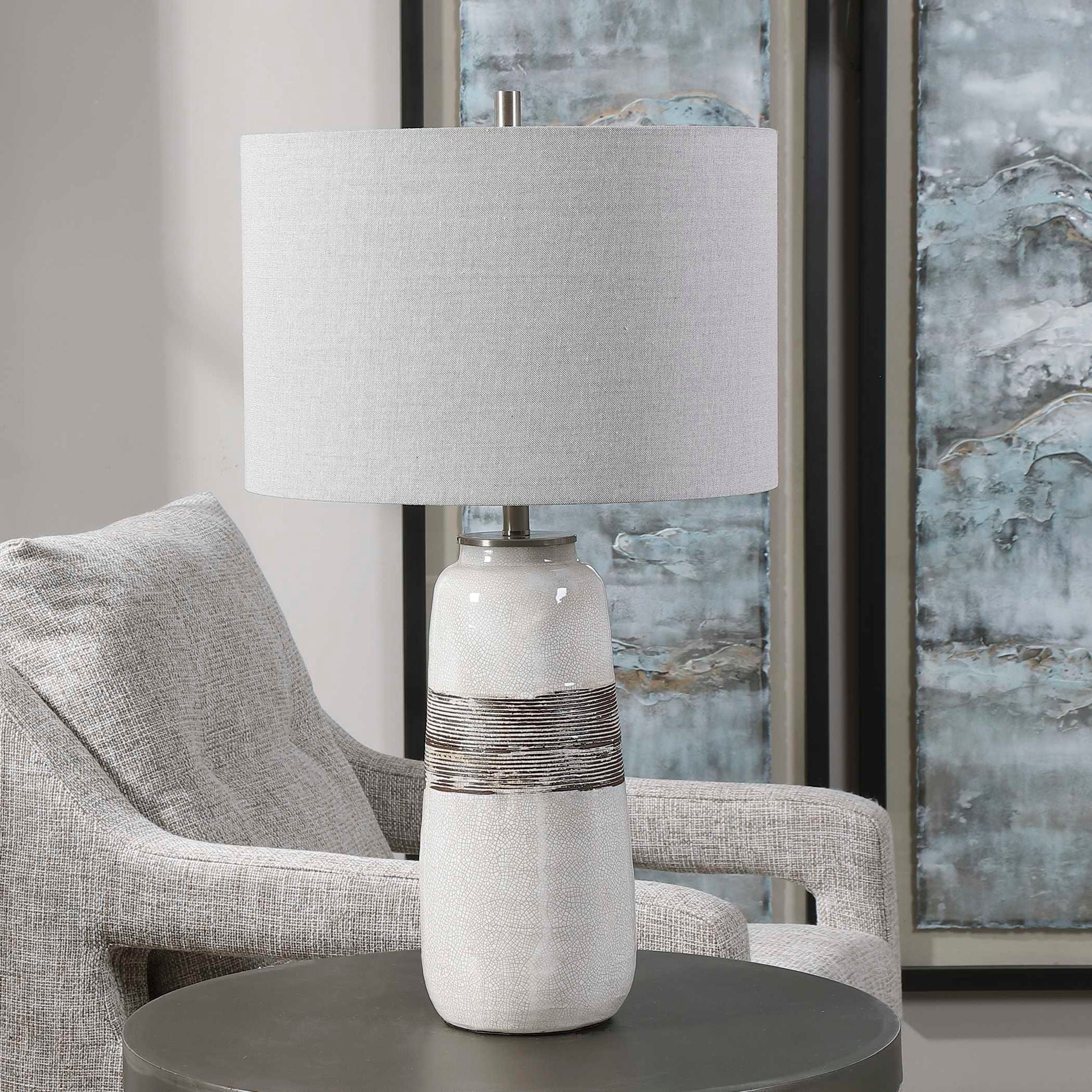 Comanche - Crackle Table Lamp - White - Image 3