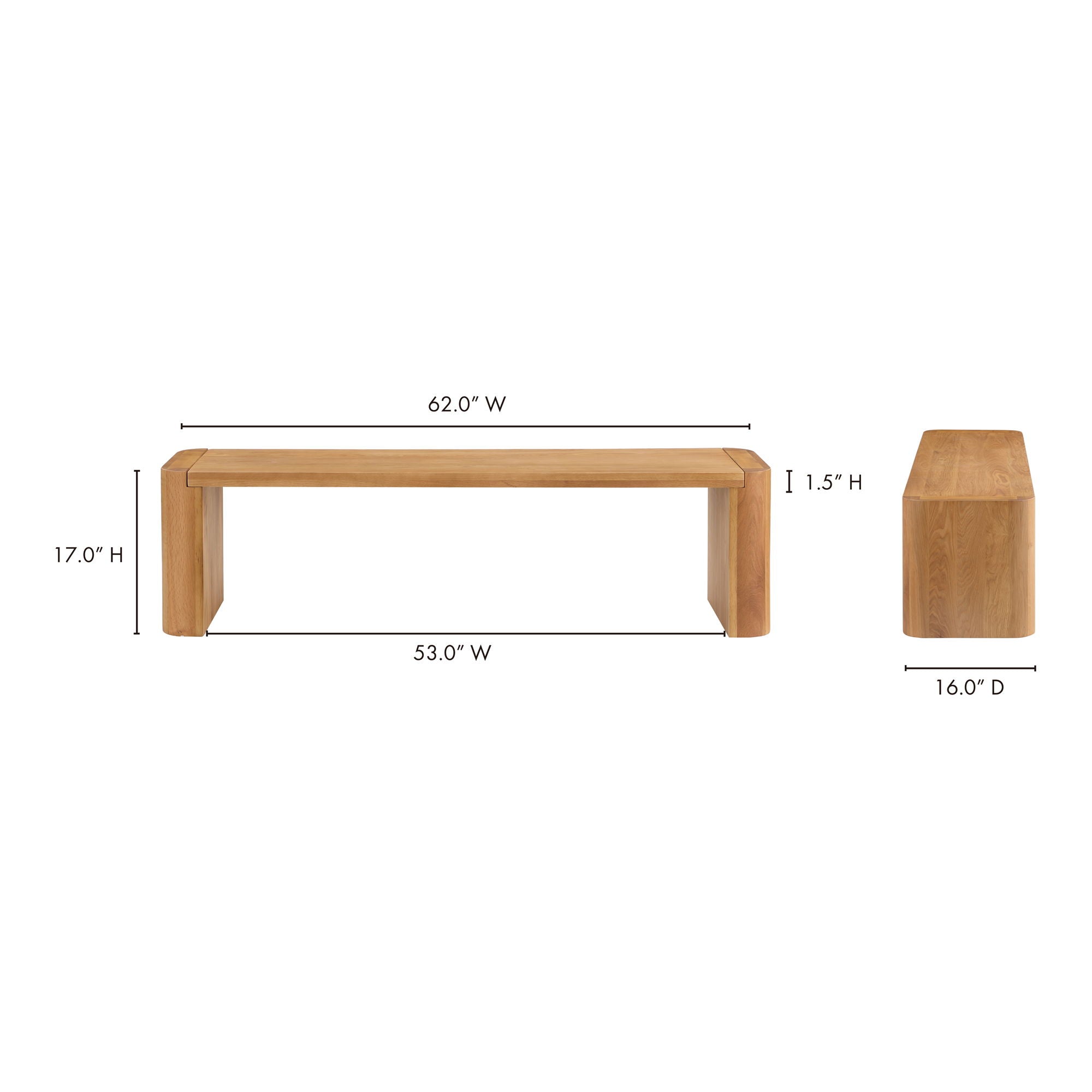 Post - Small Dining Bench - Natural - Image 3
