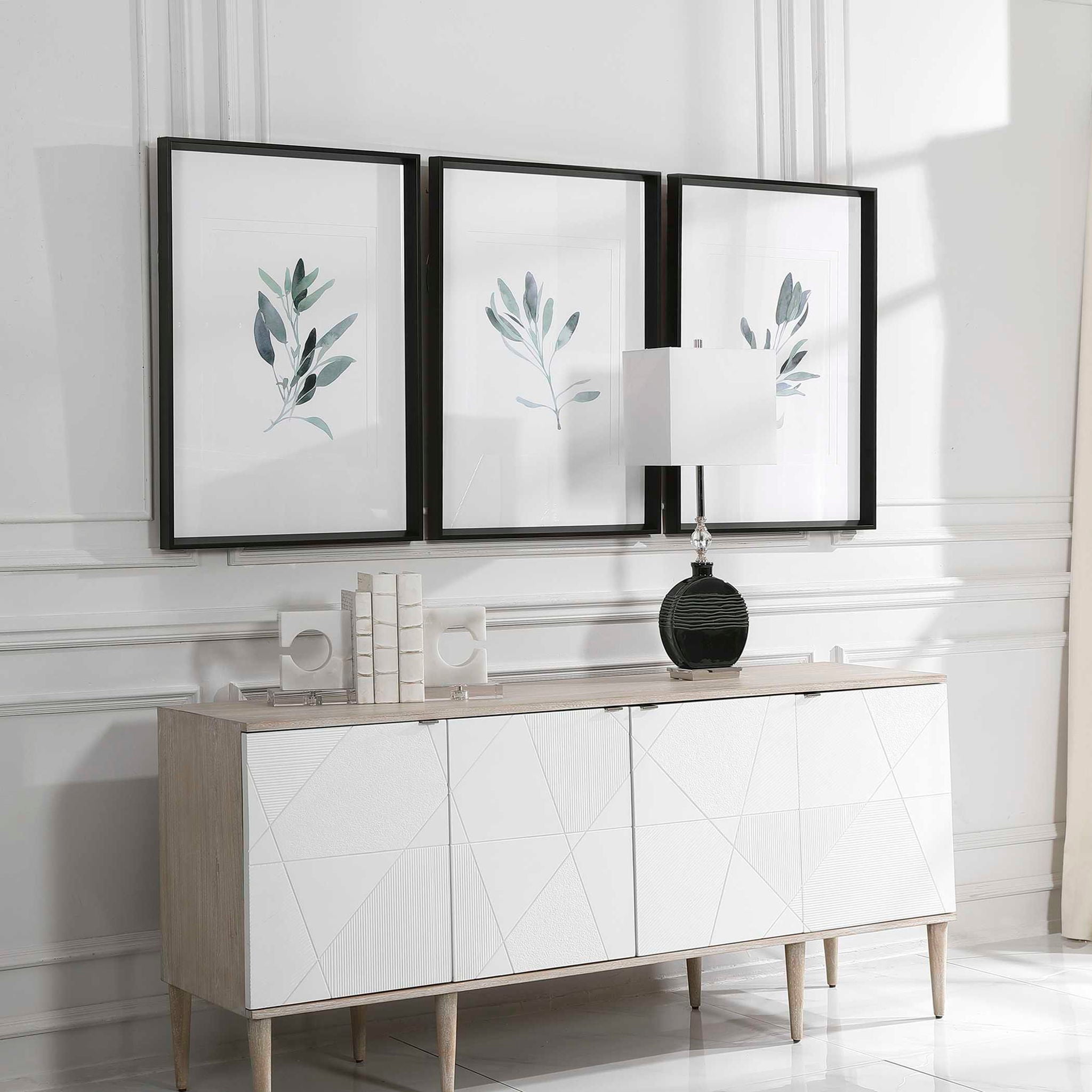 Simple Sage - Watercolor Prints (Set of 3) - White - Image 3