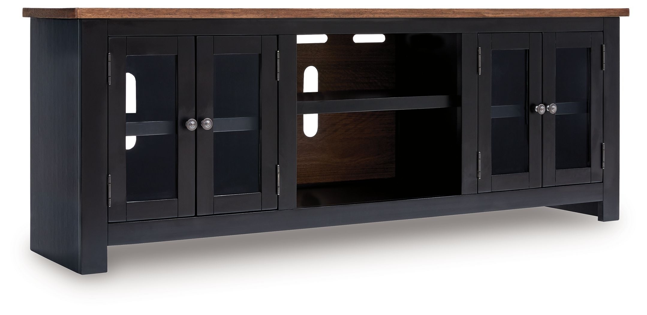 Wildenauer - XL TV Stand With Fireplace Option - Brown / Black - Image 3