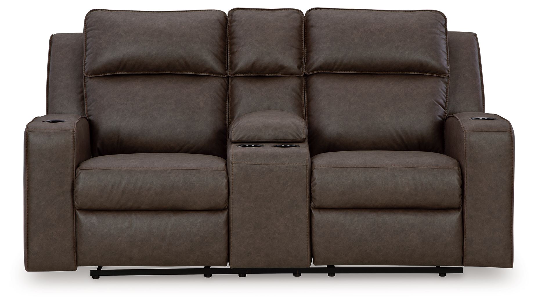 Lavenhorne - Dbl Reclining Loveseat W/Console - Faux Leather - Granite - Image 3
