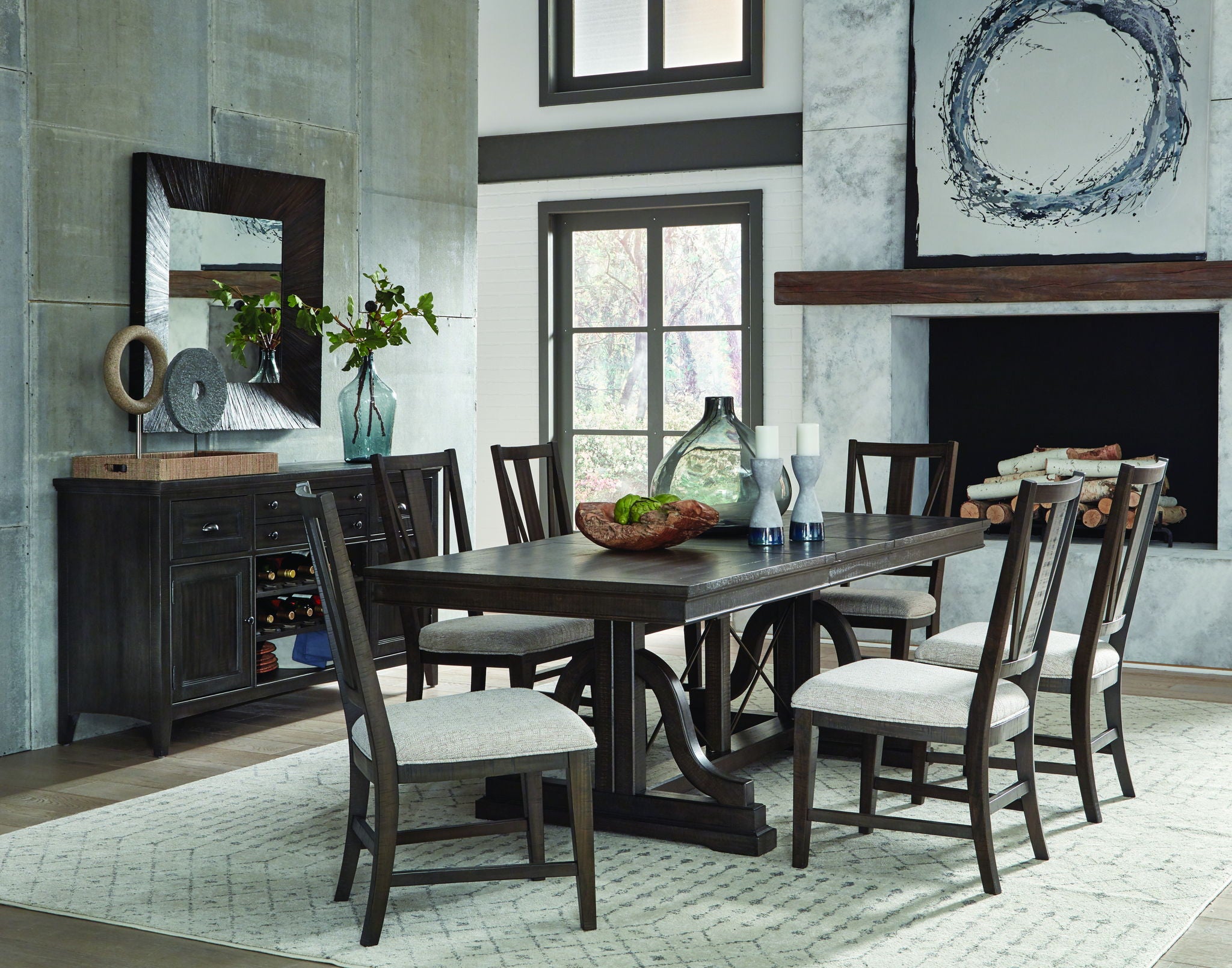 Westley Falls - Trestle Dining Table - Graphite - Image 2