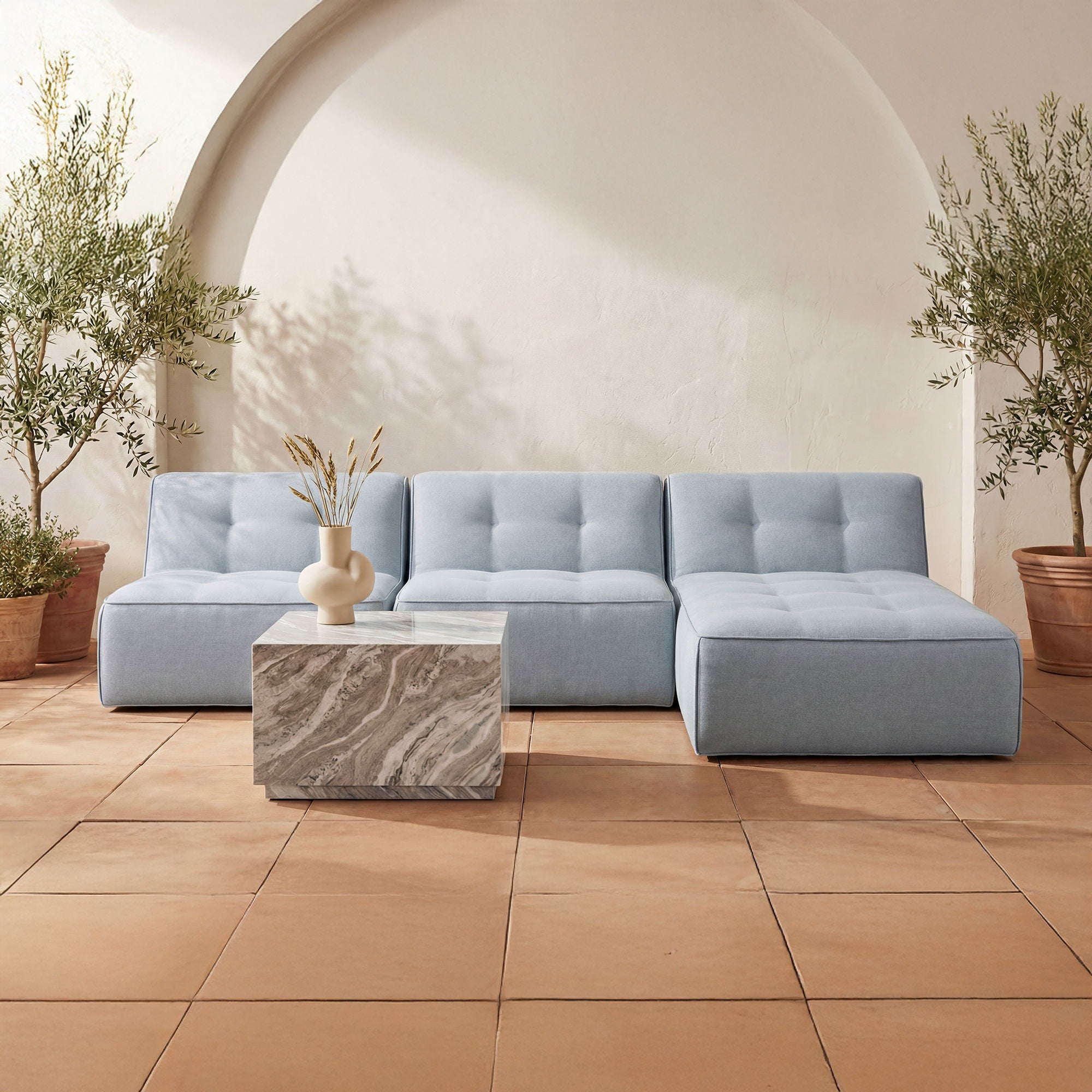 Lou – Outdoor Coffee Table – Light Brown / Beige