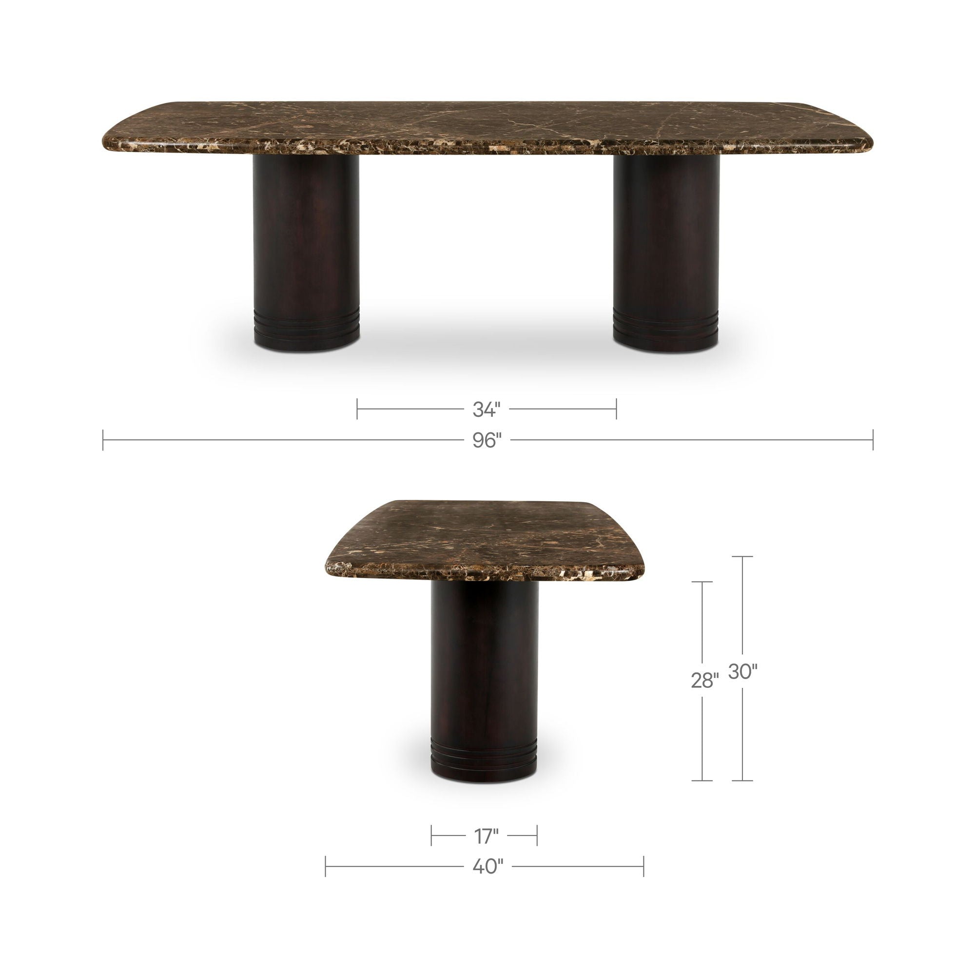 Daphne - Dining Table Large Dark Emperador Marble - Brown - Image 2