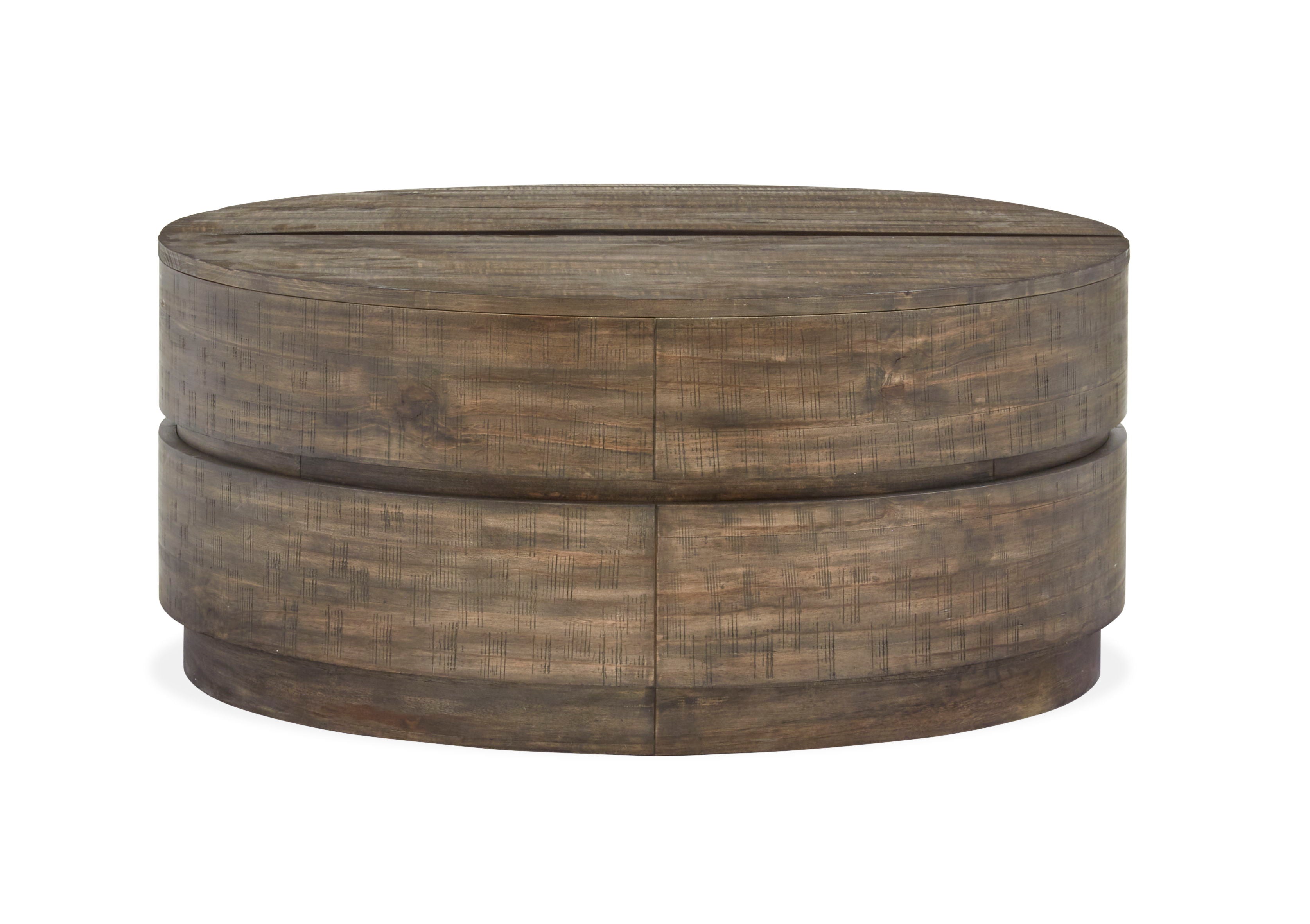 Baisden – Round Lift Top Cocktail Table With Casters – Tobacco