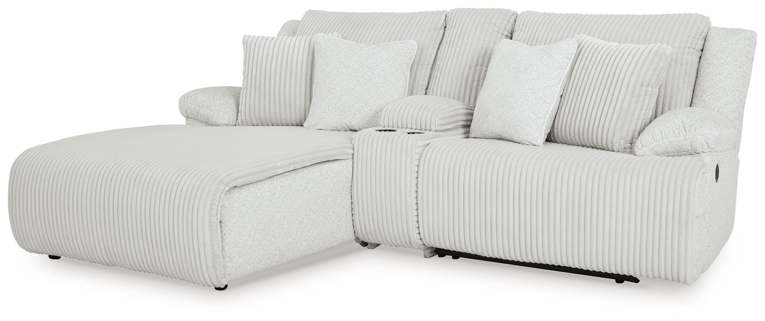 Top Tier – 3-Piece Reclining Sectional Sofa Laf Press Back Chaise – Fabric – Alloy