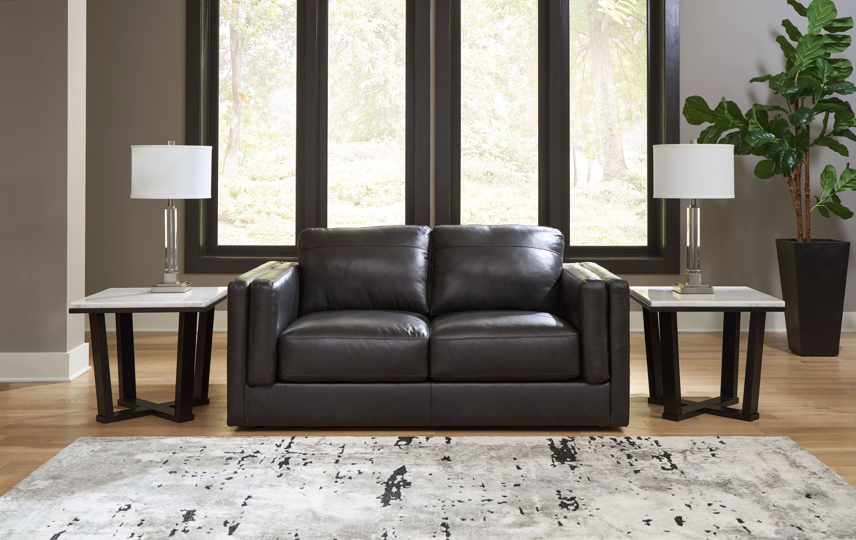 Amiata - Loveseat - Leather Match - Onyx - Image 3
