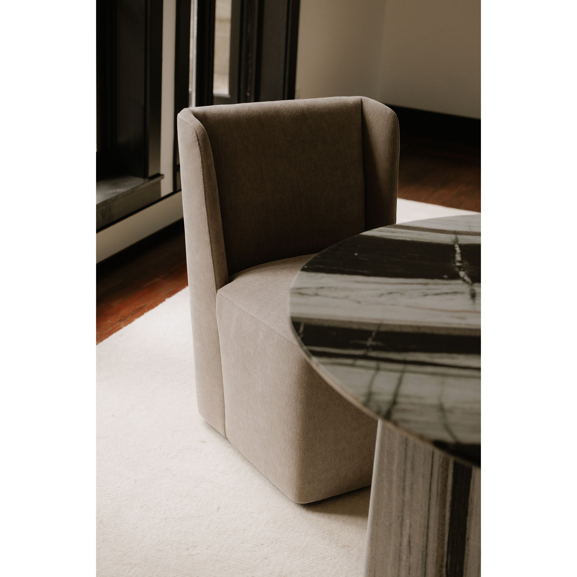 Cormac - Rolling Dining Chair - Warm Sand / Gray - Image 3