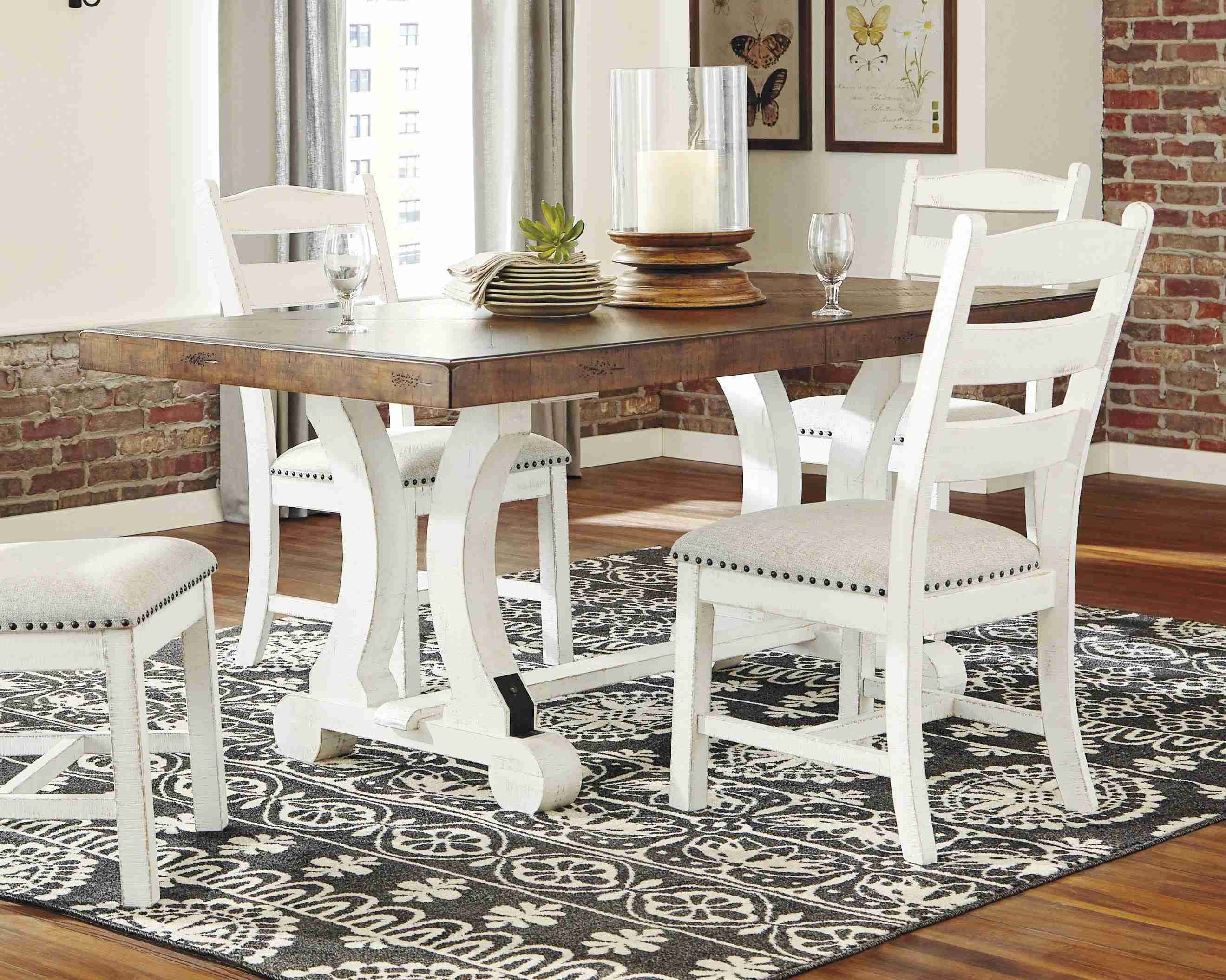 Valebeck - Rectangular Dining Room Table - White / Brown - Image 3