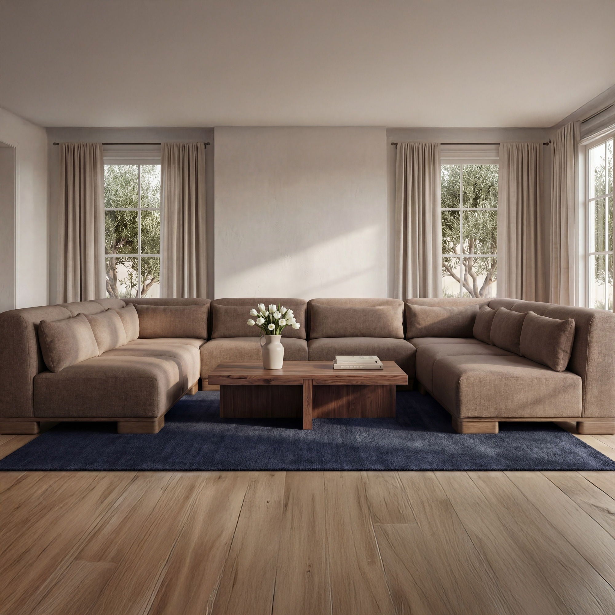 June – U Shaped Modular Sectional – Dark Brown