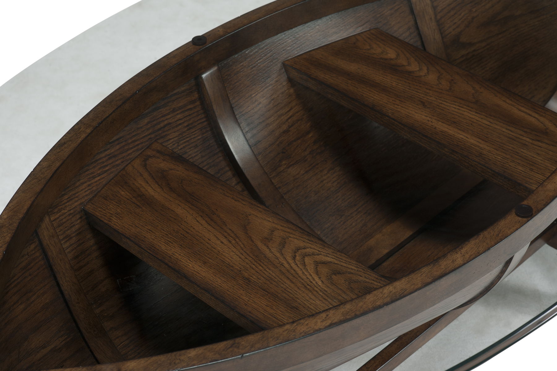 Beaufort - Oval Cocktail Table With Base And Glass Top - Dark Oak - Image 2