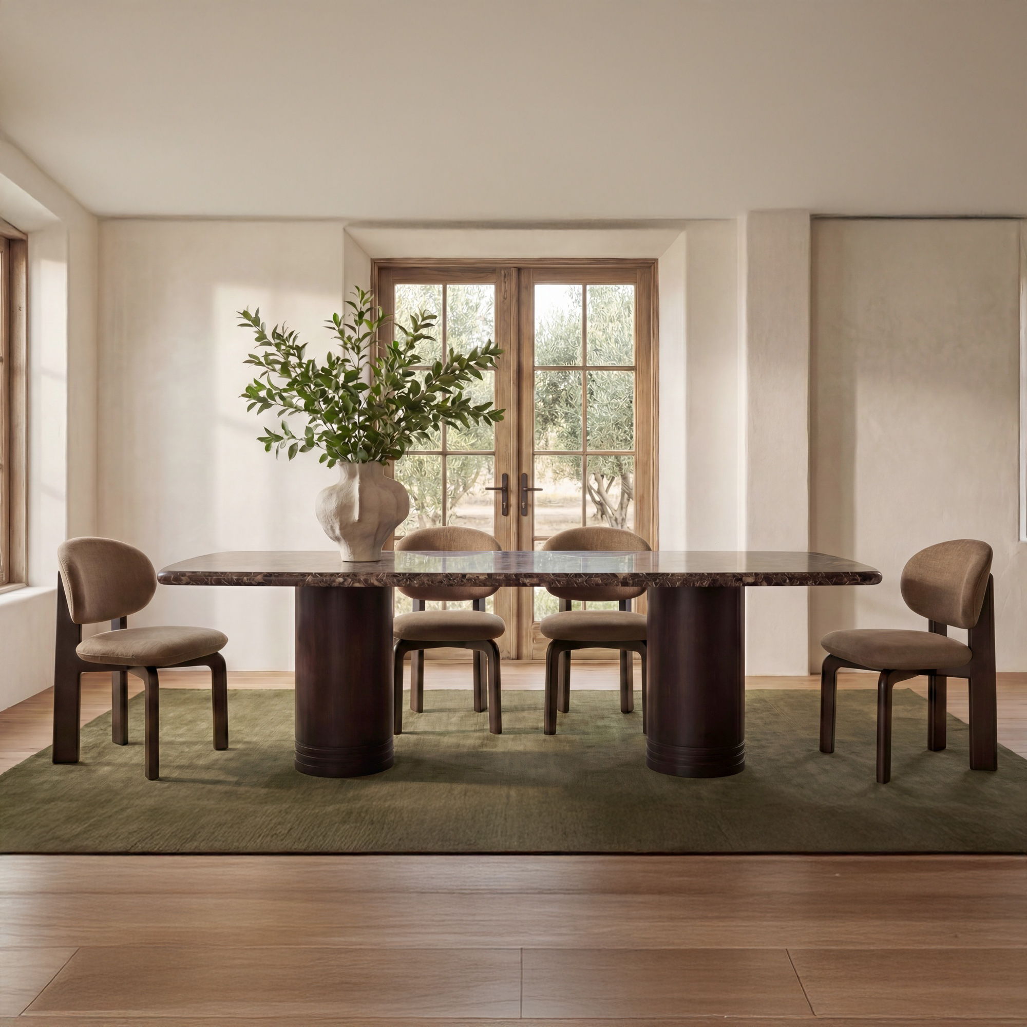 Daphne – Dining Table Large Dark Emperador Marble – Brown