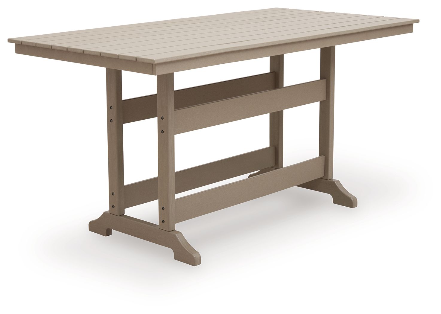 Seacliff Beach - Rectangular Counter Height Dining Table With Umbrella Option - Medium Brown - Image 1