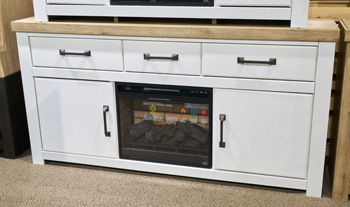 Savonport – XL TV Stand With Fireplace Option – White / Brown