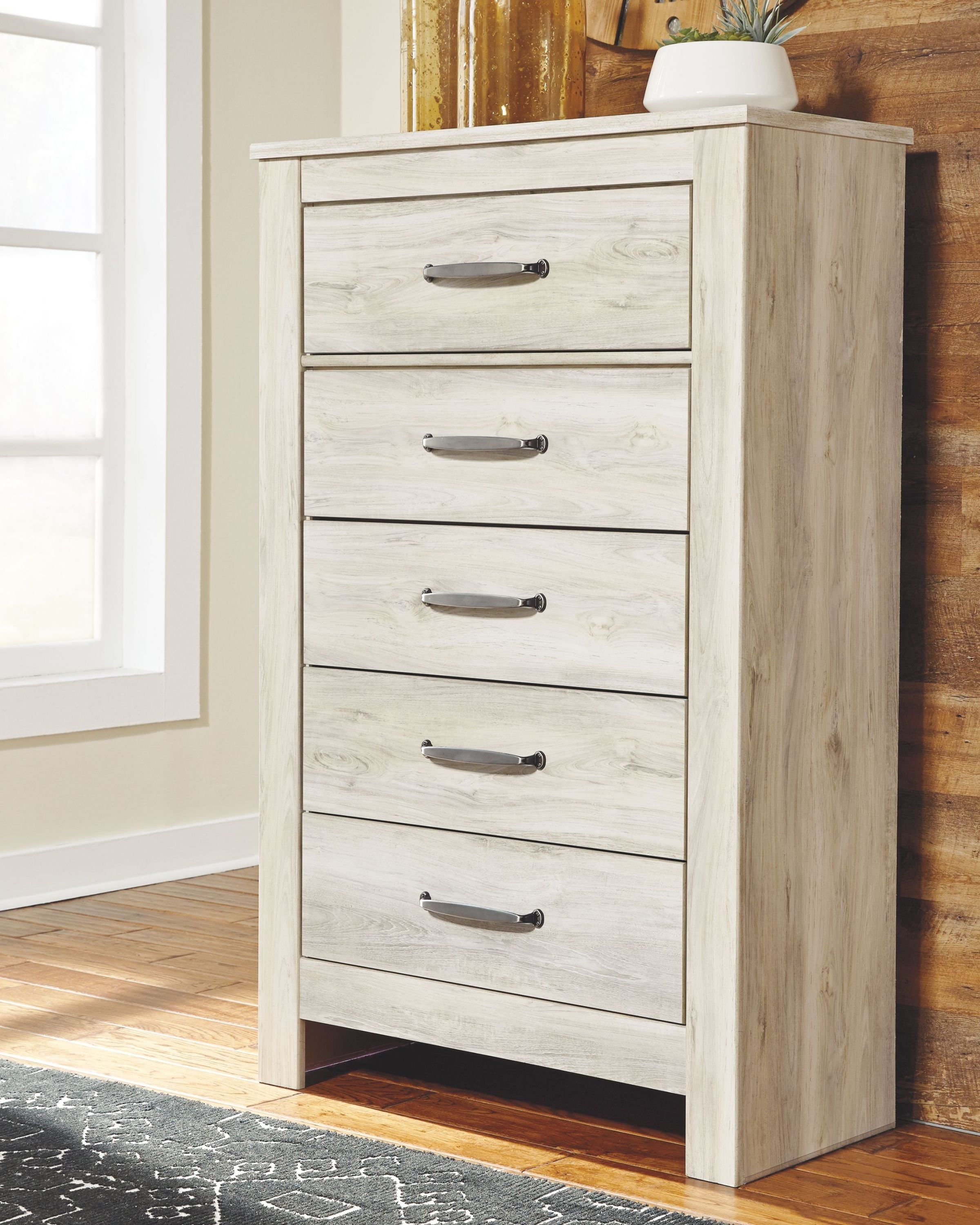 Bellaby - Five Drawer Chest - Whitewash - Image 3