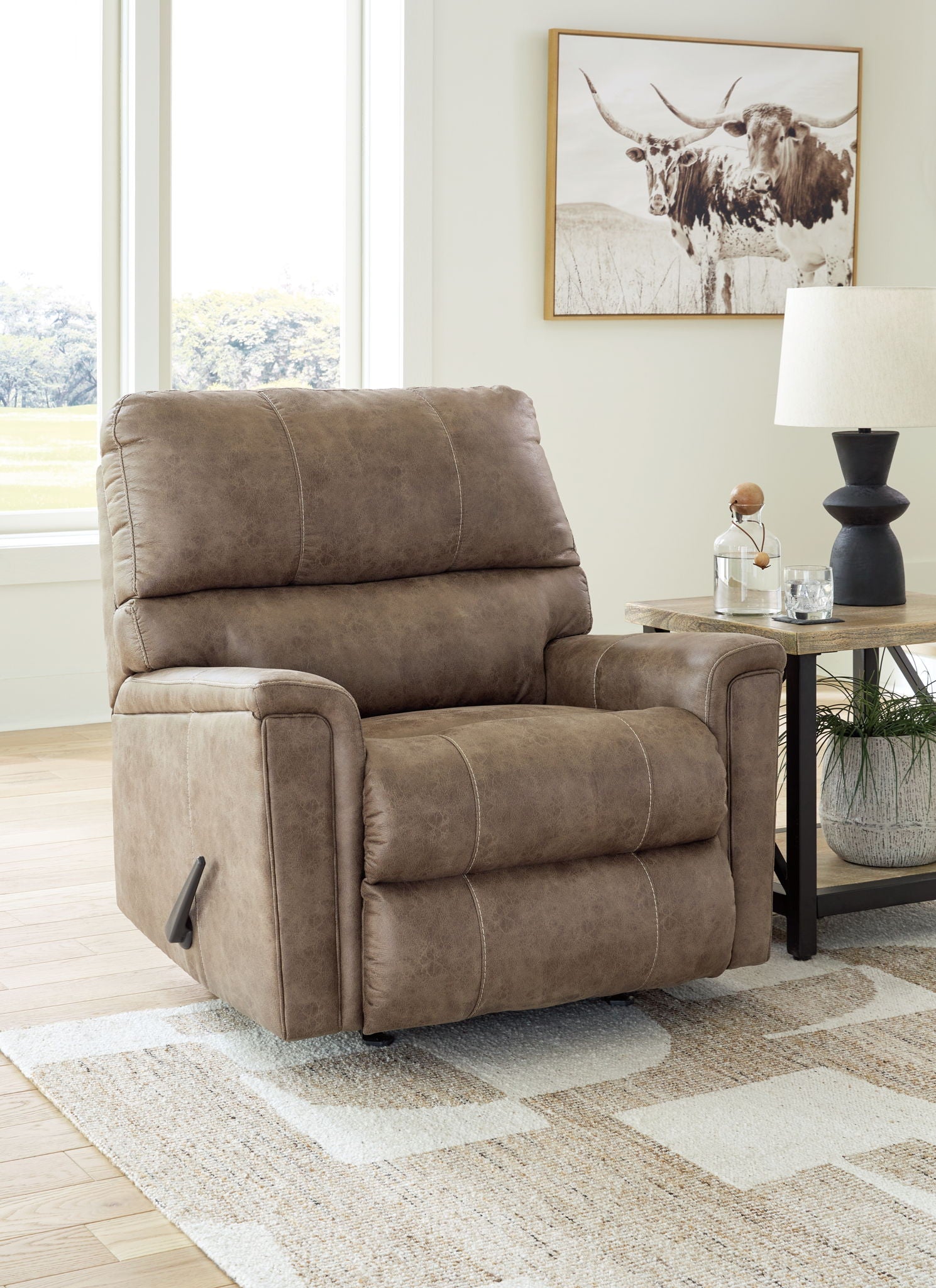 Navi - Rocker Recliner - Faux Leather - Fossil - Image 2