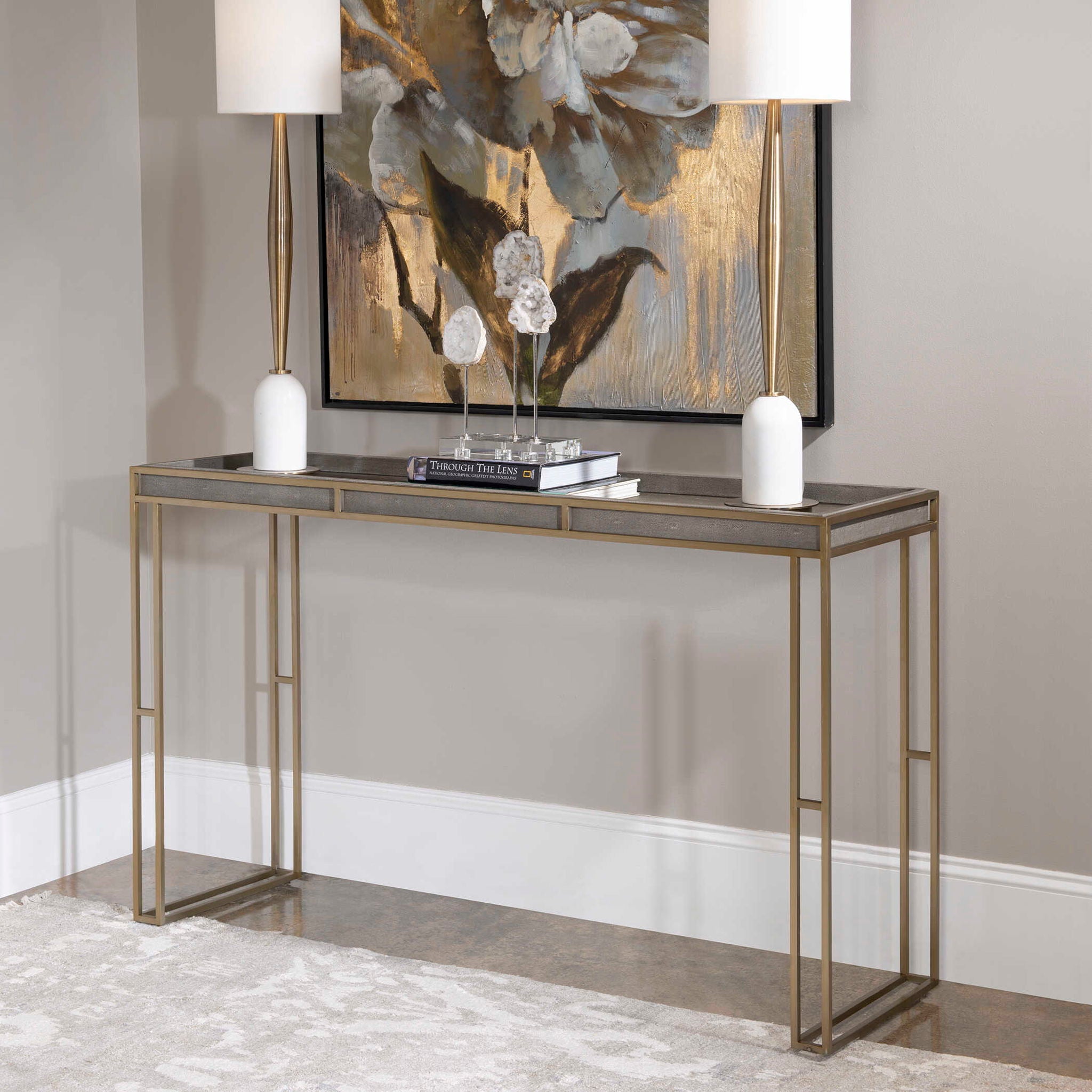 Cardew - Modern Console Table - Pearl Silver & Gold - Image 3