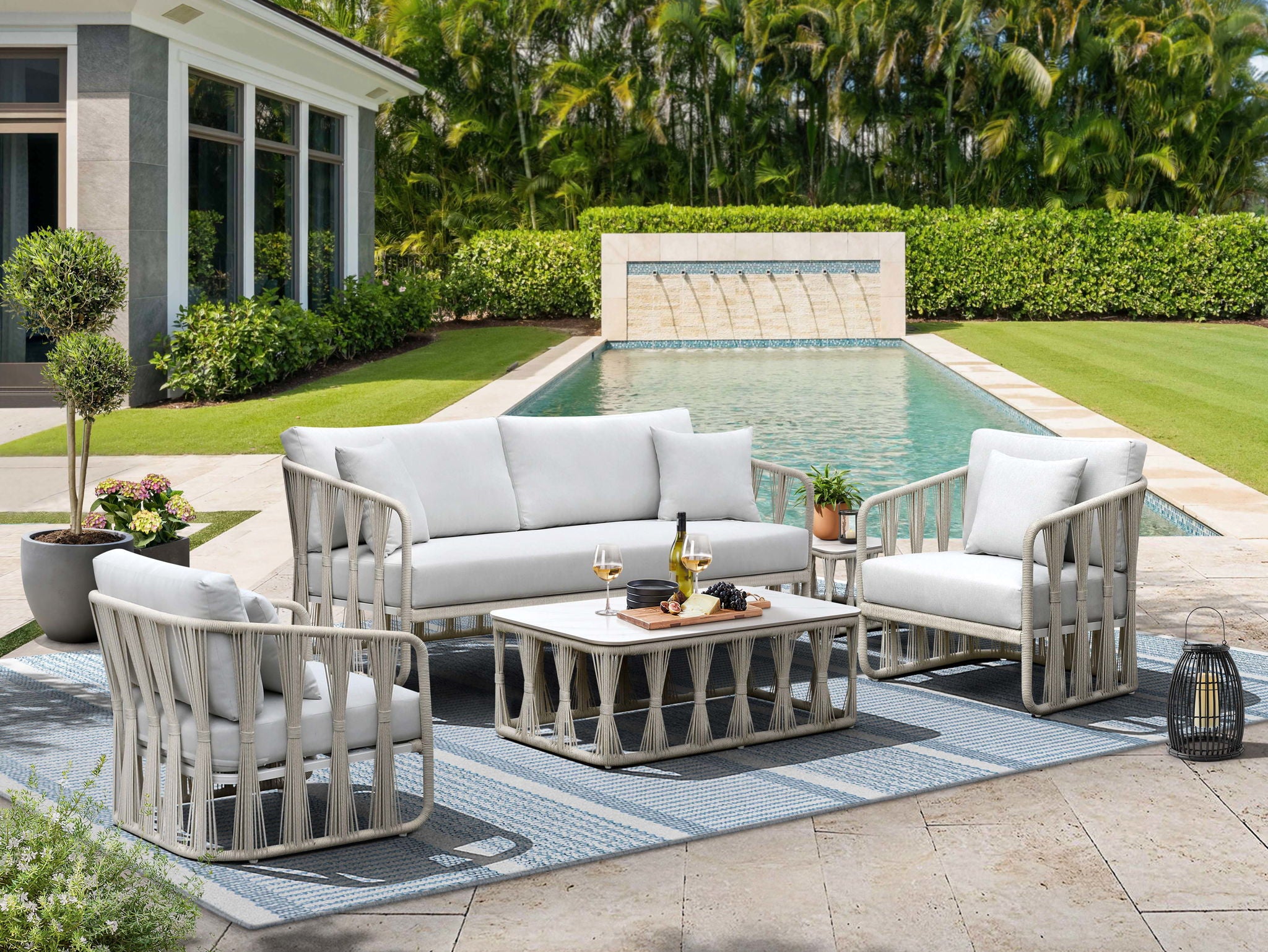 Alexa - Outdoor Seating Sofa With Pillows - White - Image 3