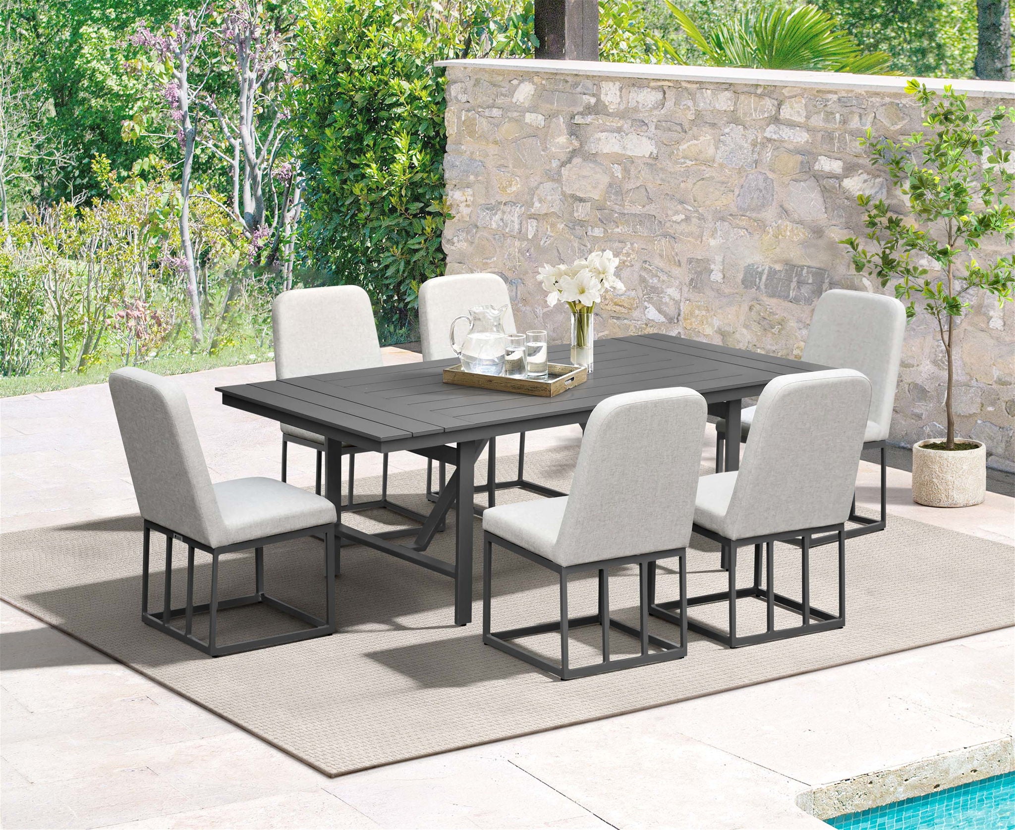 Navarro - Outdoor Dining Upholstered Side Chair - Mocha - Image 3