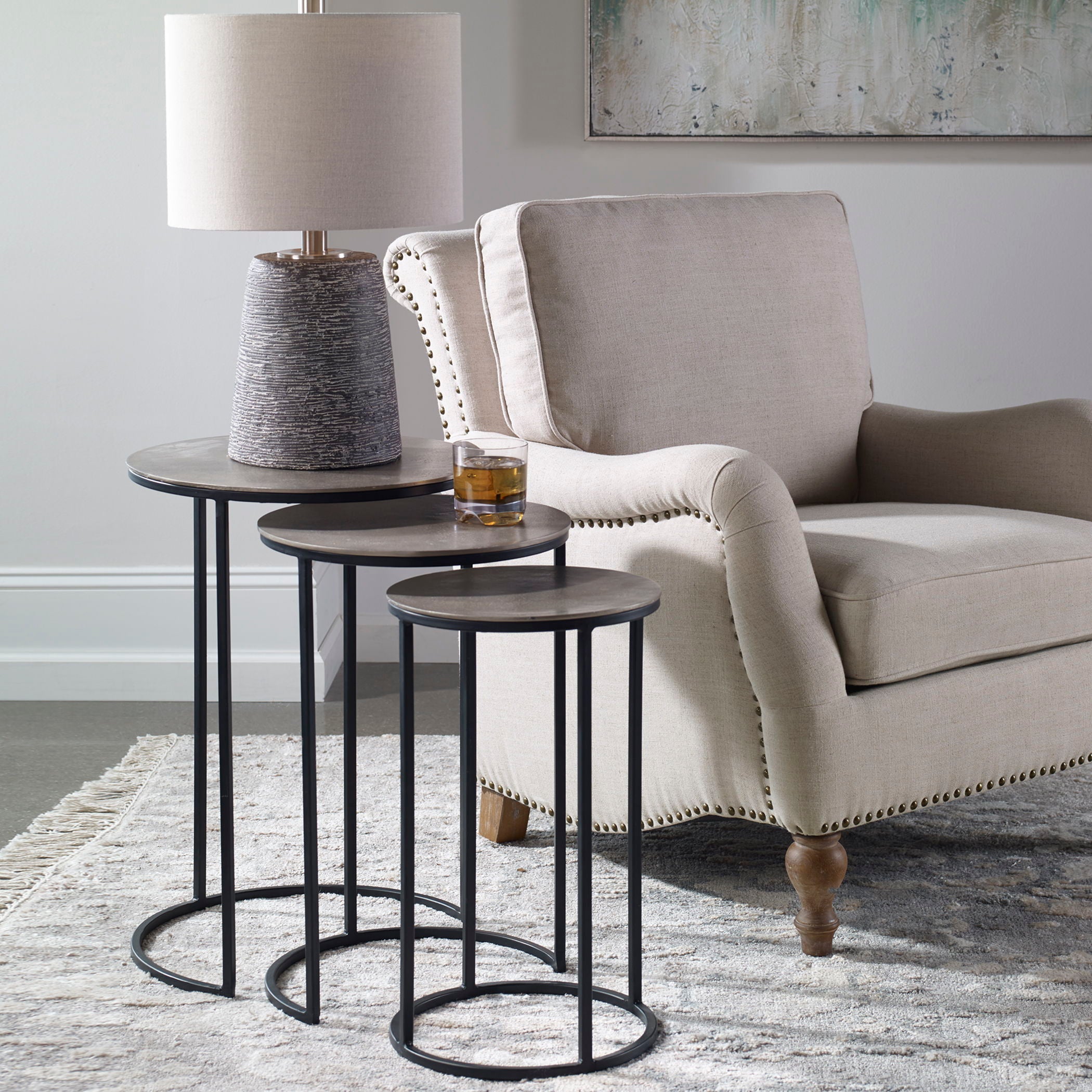 Erik - Metal Nesting Tables (Set of 3) - Dark Gray - Image 2