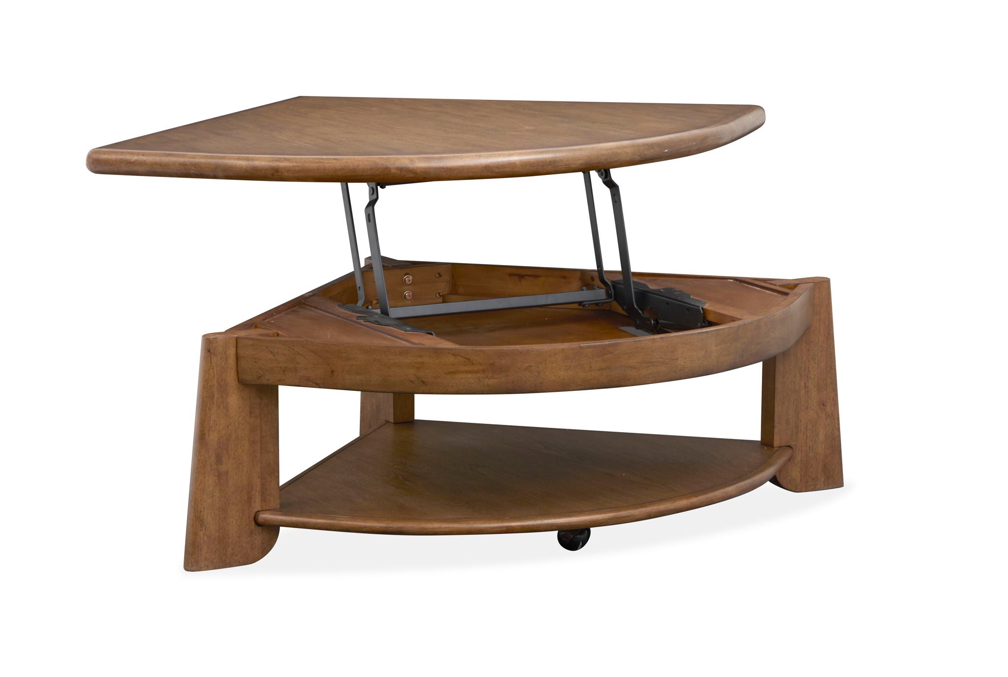 Tanner - Pie Shaped Lift Top Cocktail Table With Casters - Tawny Brown - Image 3