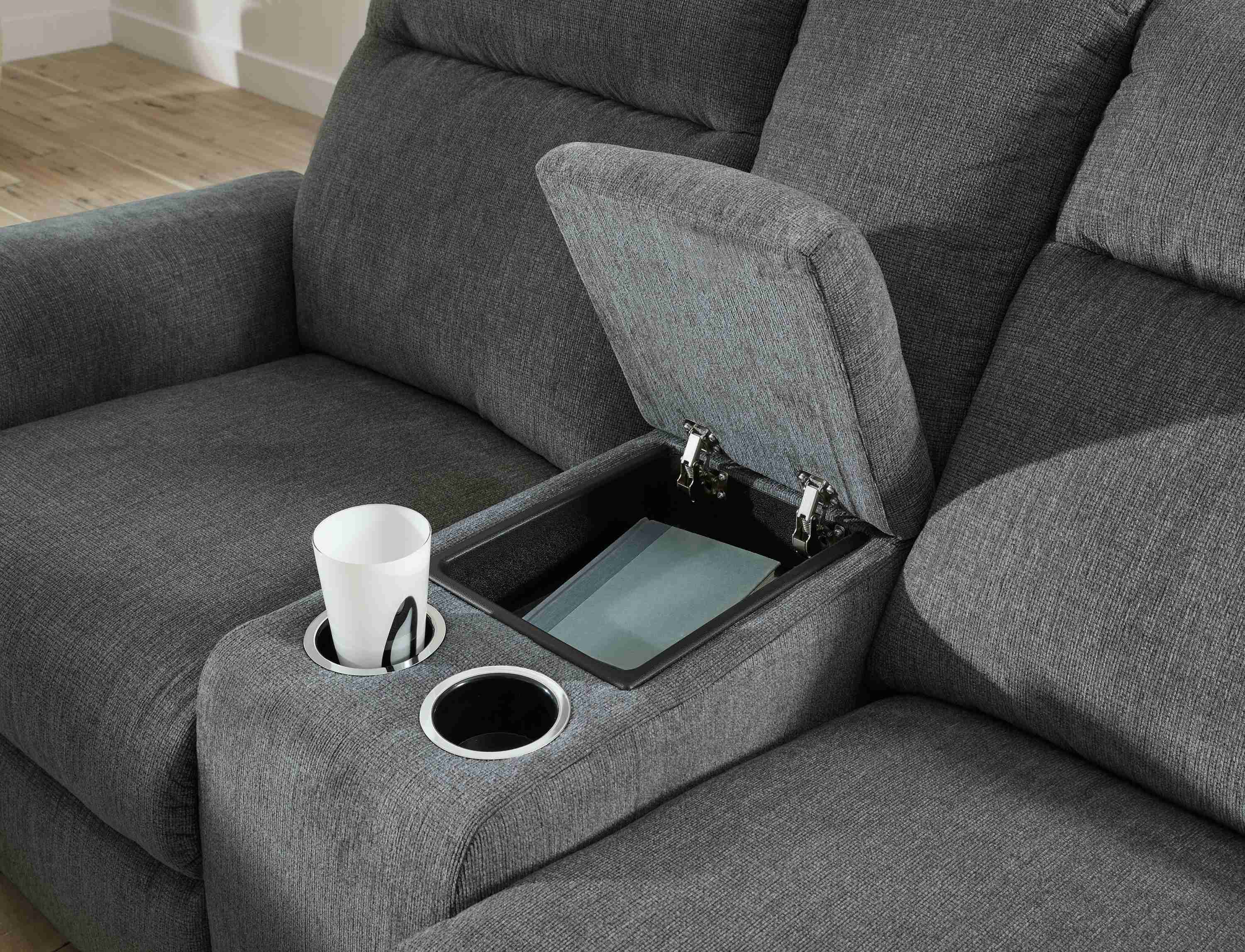 Barnsana - Dbl Power Reclining Loveseat with Console - Fabric - Gravel - Image 3