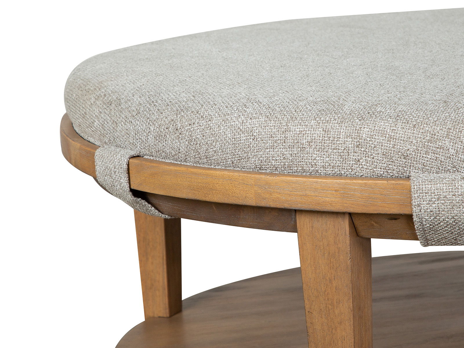 Lindon - Round Cocktail Table With Gray Upholstered Top & Casters - Belgian Wheat - Image 2