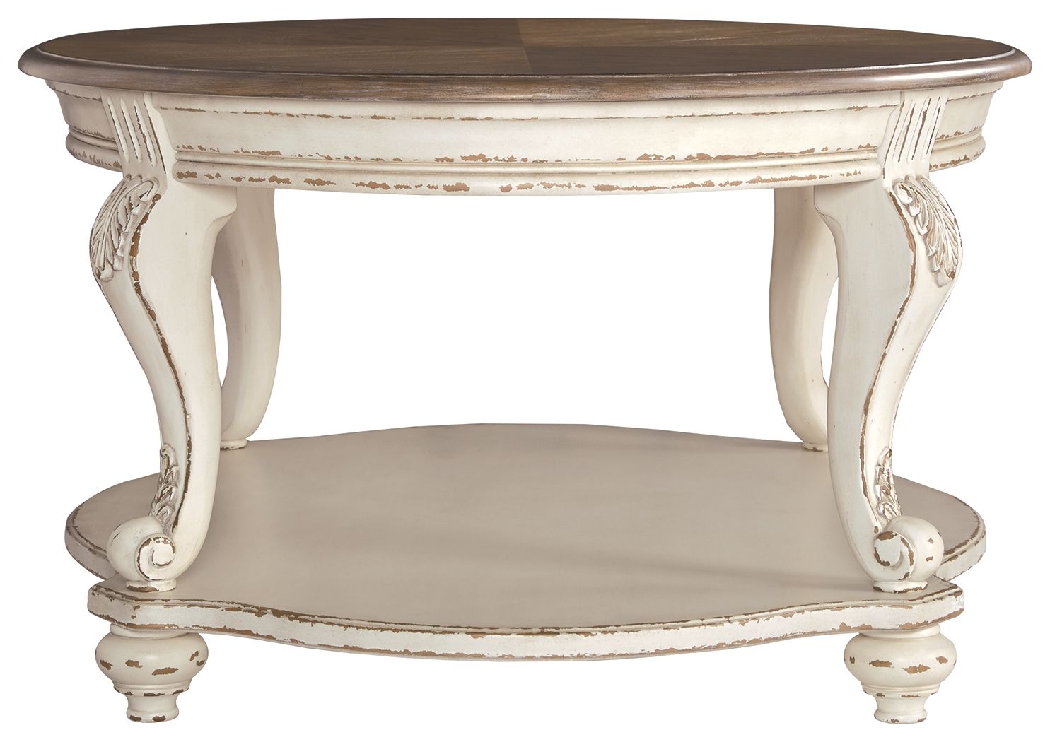 Realyn - Oval Cocktail Table - White / Brown - Image 3