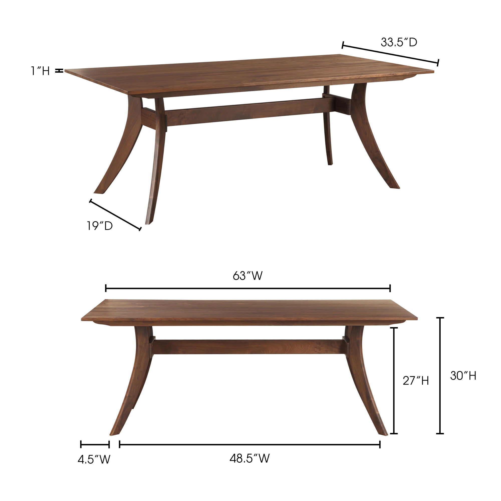 Florence - Small Rectangular Dining Table - Walnut - Image 2