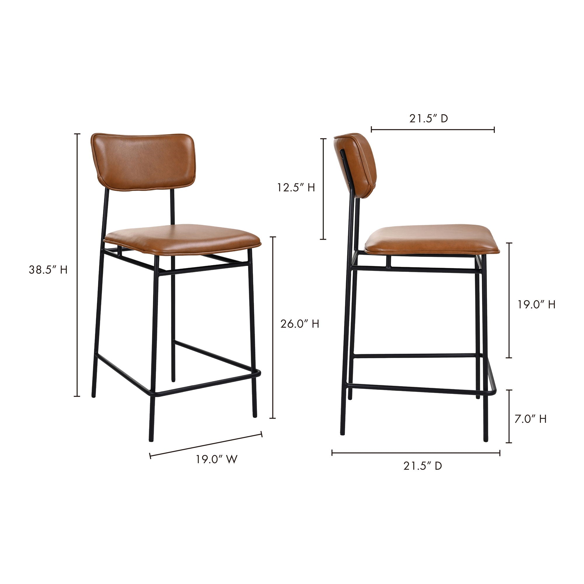 Sailor - Leather Counter Stool - Dark Brown - Image 2