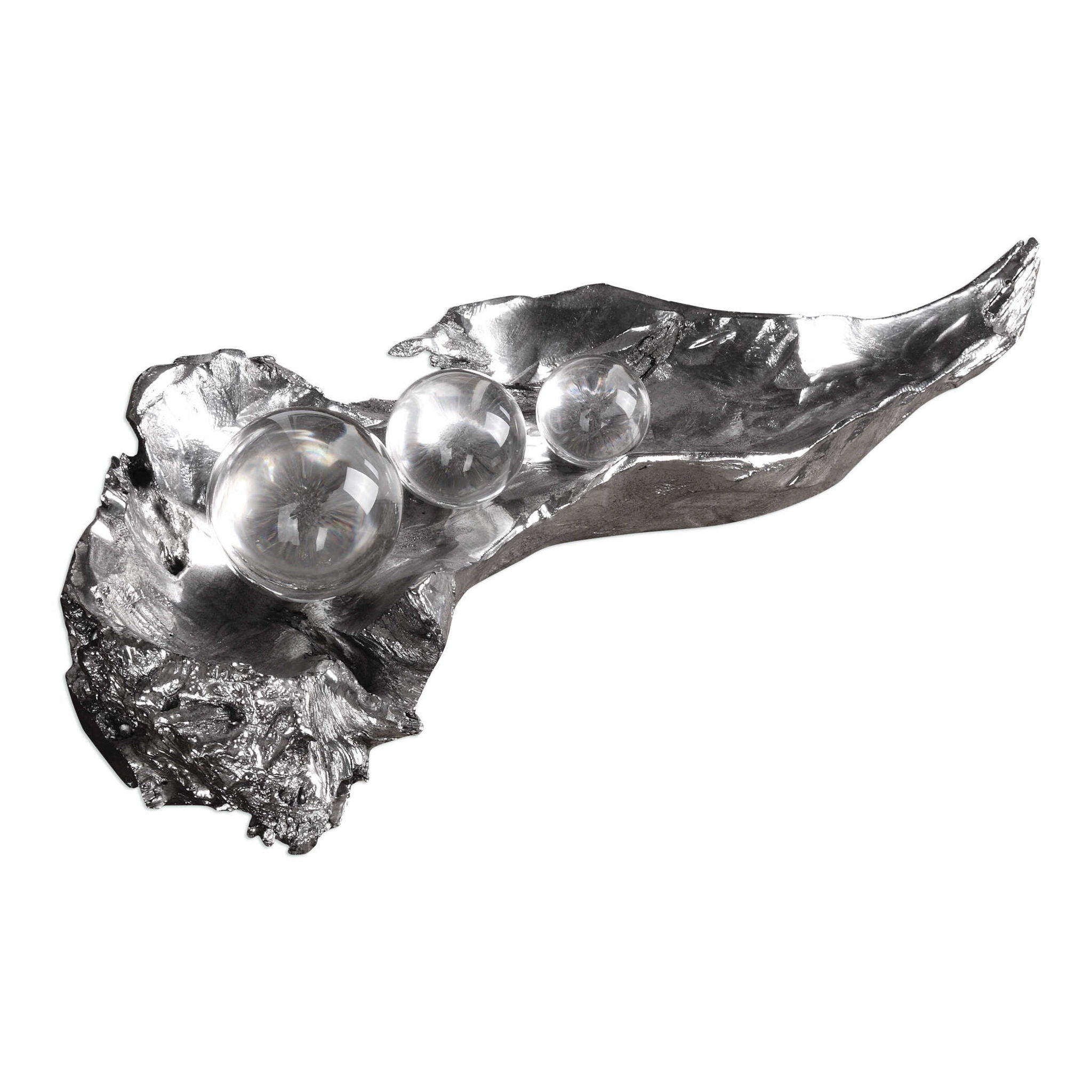 Three Peas In A Pod - Metallic Sculpture - Pearl Silver - Image 1