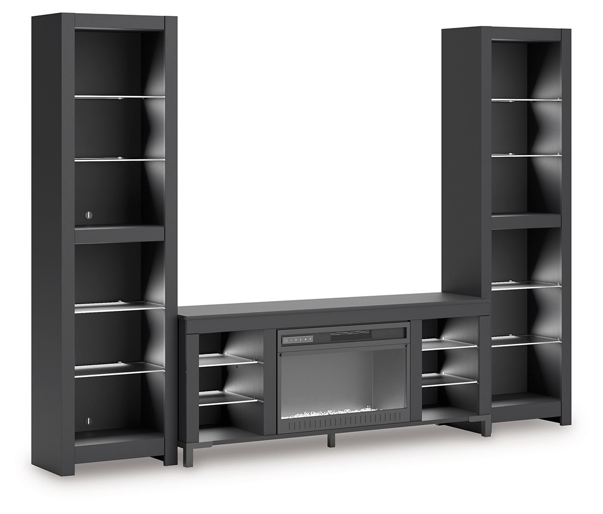 Cayberry - 3-Piece Entertainment Center With Electric Fireplace - Black - Image 3