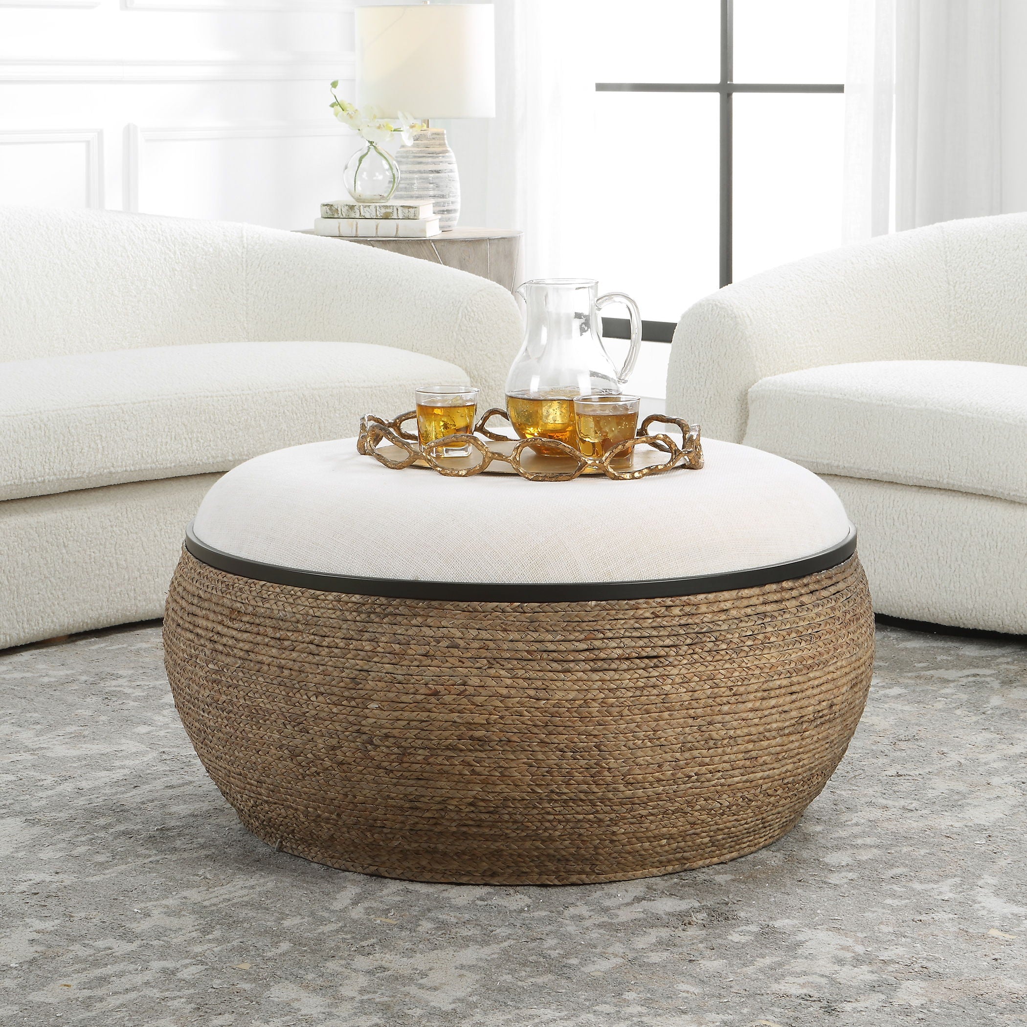 Island - Straw Storage Ottoman / Coffee Table - Image 3