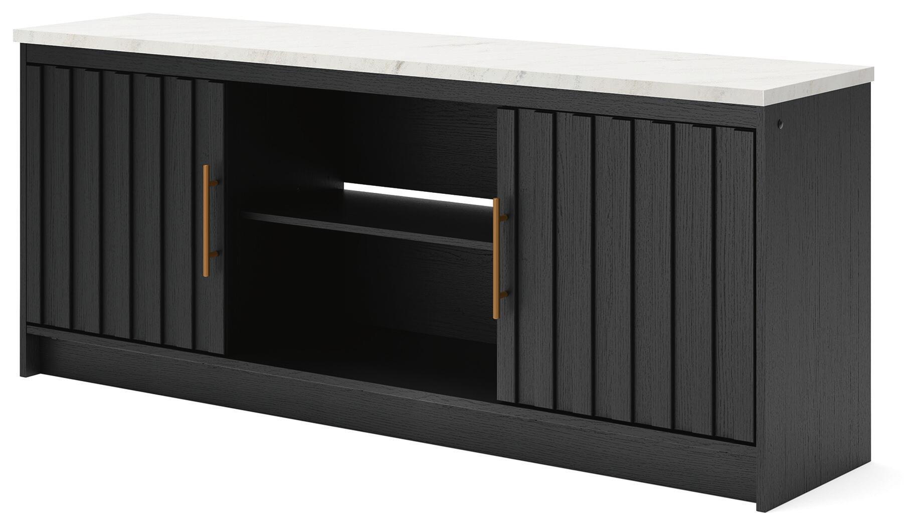 Cadmori - XL TV Stand With Fireplace Option - Black / White - Image 3