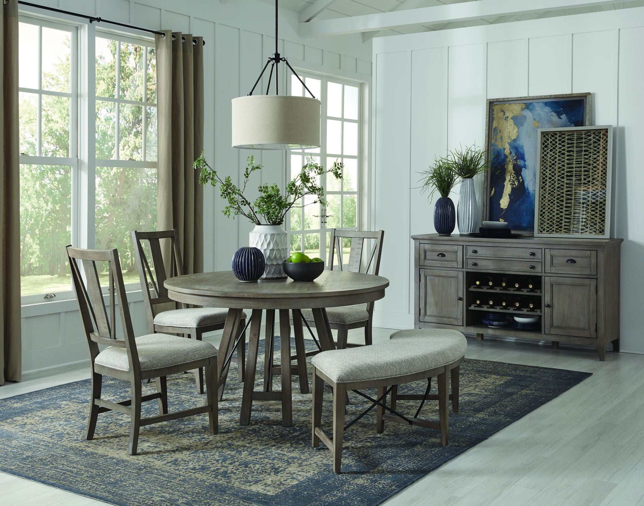 Paxton Place - Curved Bench With Upholstered Seat - Dovetail Gray - Image 2