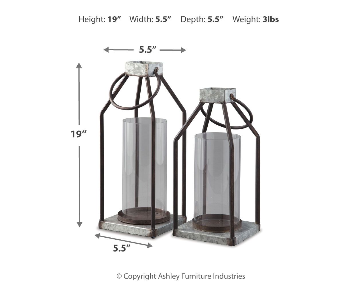 Diedrick - Lantern Set (Set of 2) - Gray / Black - Image 3