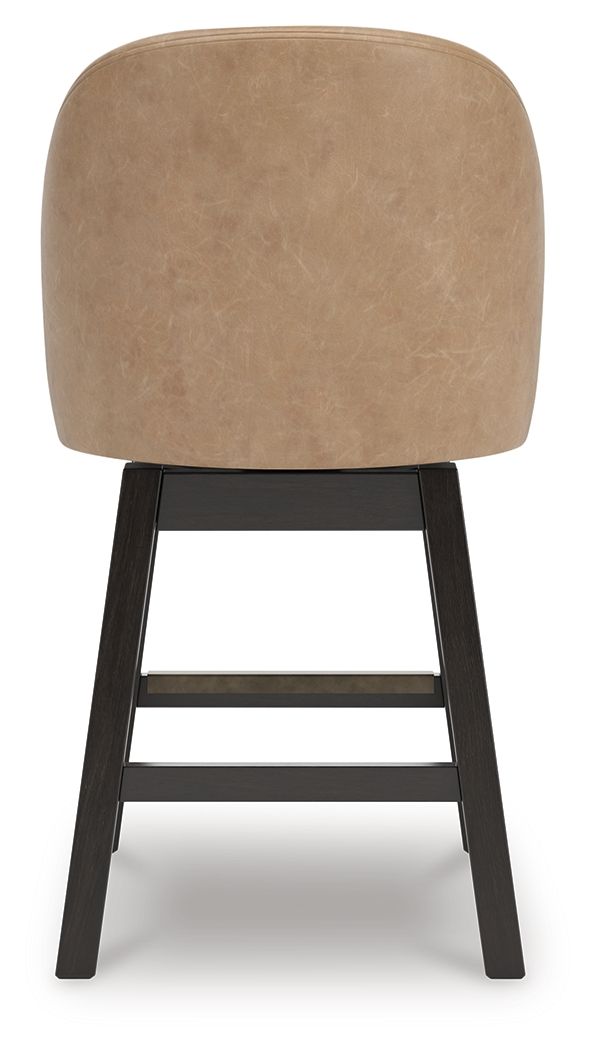 Neymorton - Upholstered Swivel Faux Leather Barstool (Set of 2) - Dark Grayish Brown - Image 3