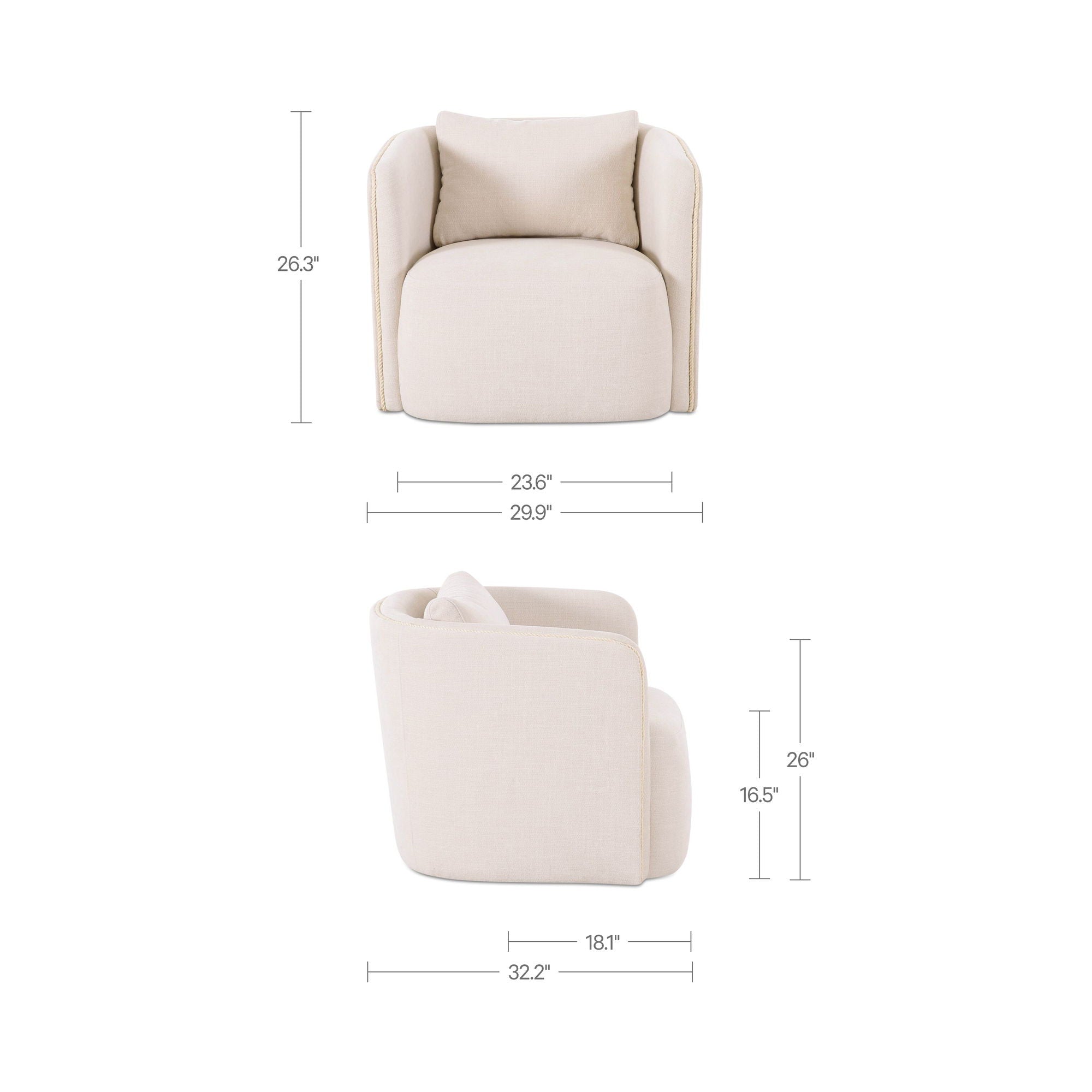Cecil - Accent Chair - Warm White - Image 2