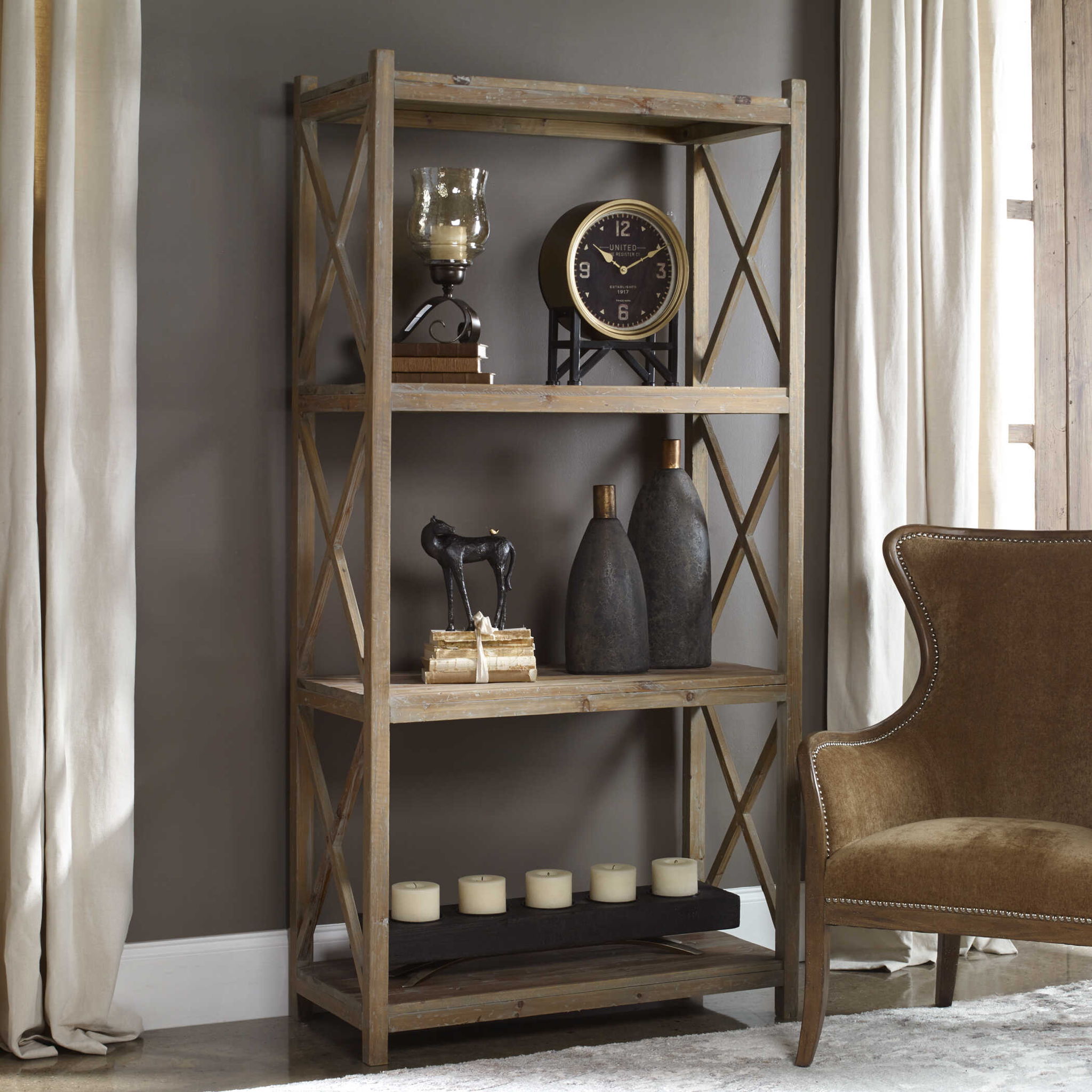 Stratford - Reclaimed Wood Etagere - Light Brown - Image 2