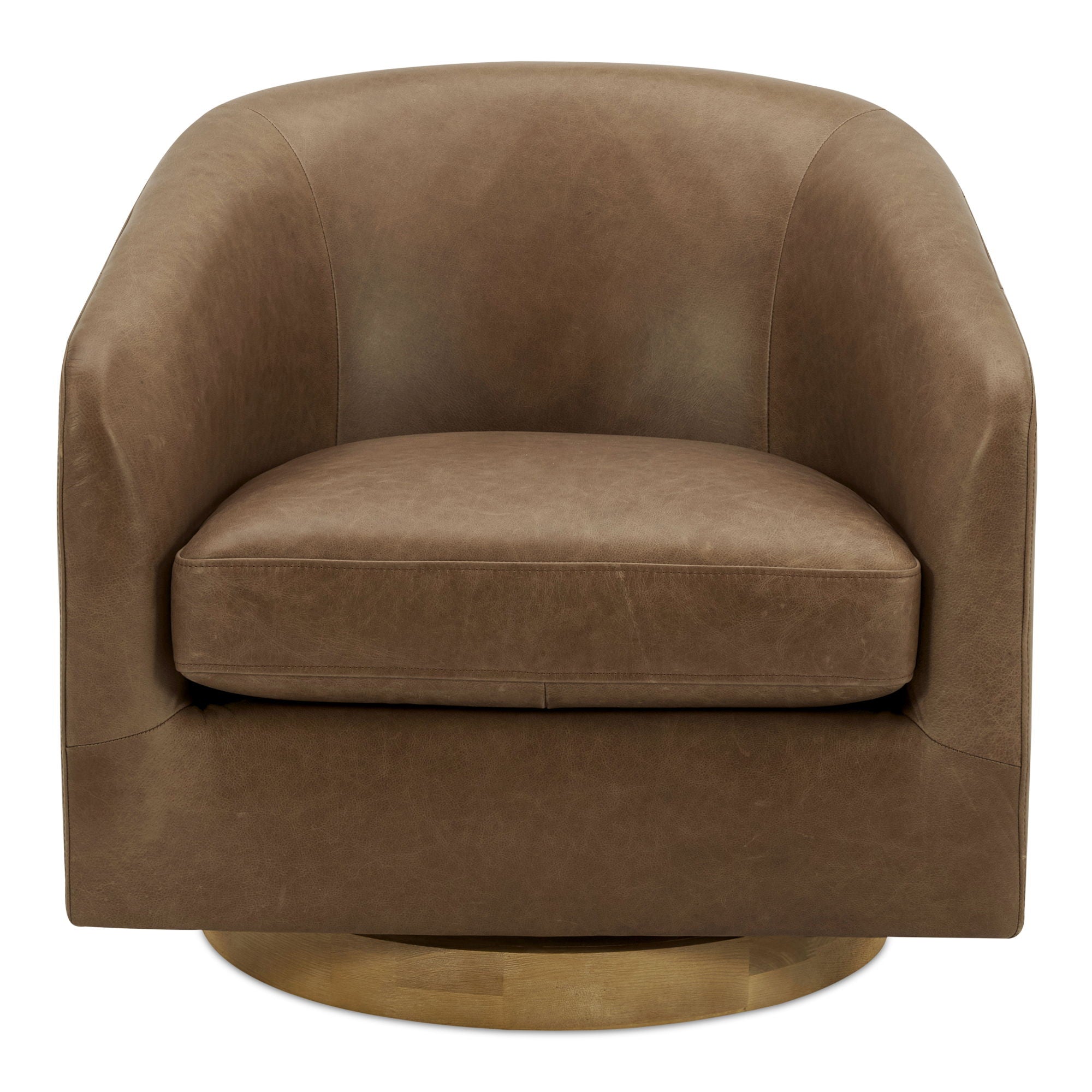 Oscy – Leather Swivel Chair – Brown
