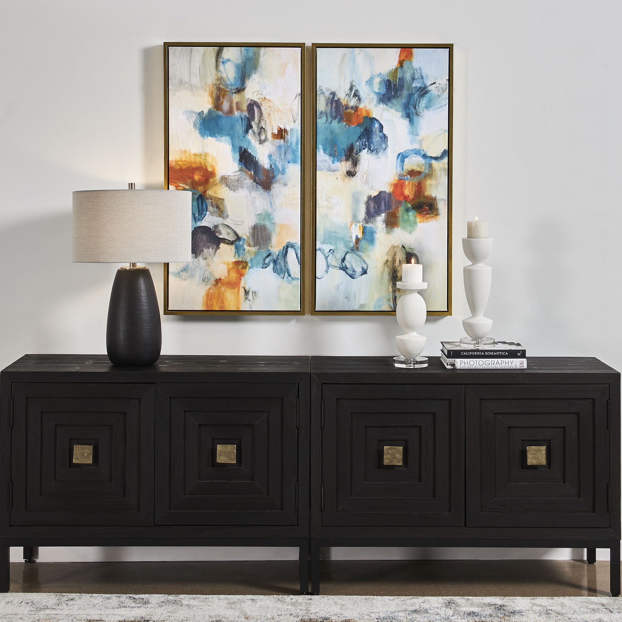 Casual Moments - Framed Abstract Art (Set of 2) - Blue - Image 2