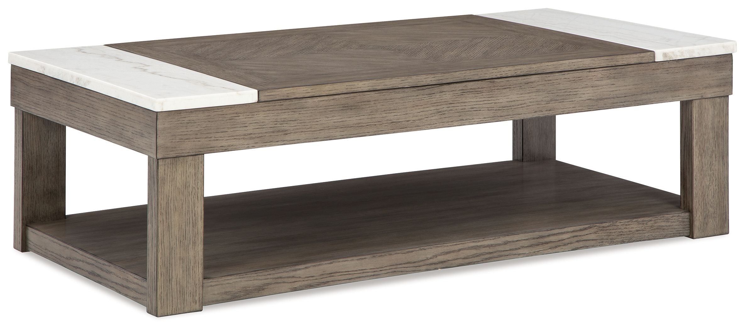 Loyaska – Lift Top Cocktail Table – Grayish Brown / White