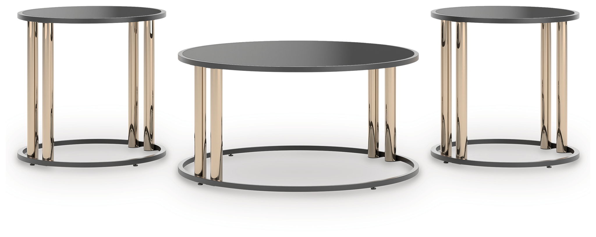 Hannerly – Occasional Table Set (Set of 3) – Black / Gold Finish