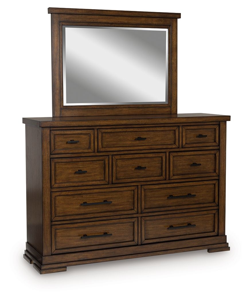 Taffenbrook – Dresser And Mirror – Medium Brown