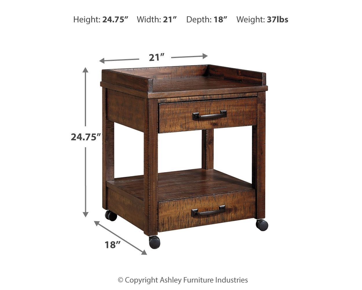 Baldridge - Printer Stand - Rustic Brown - Image 3